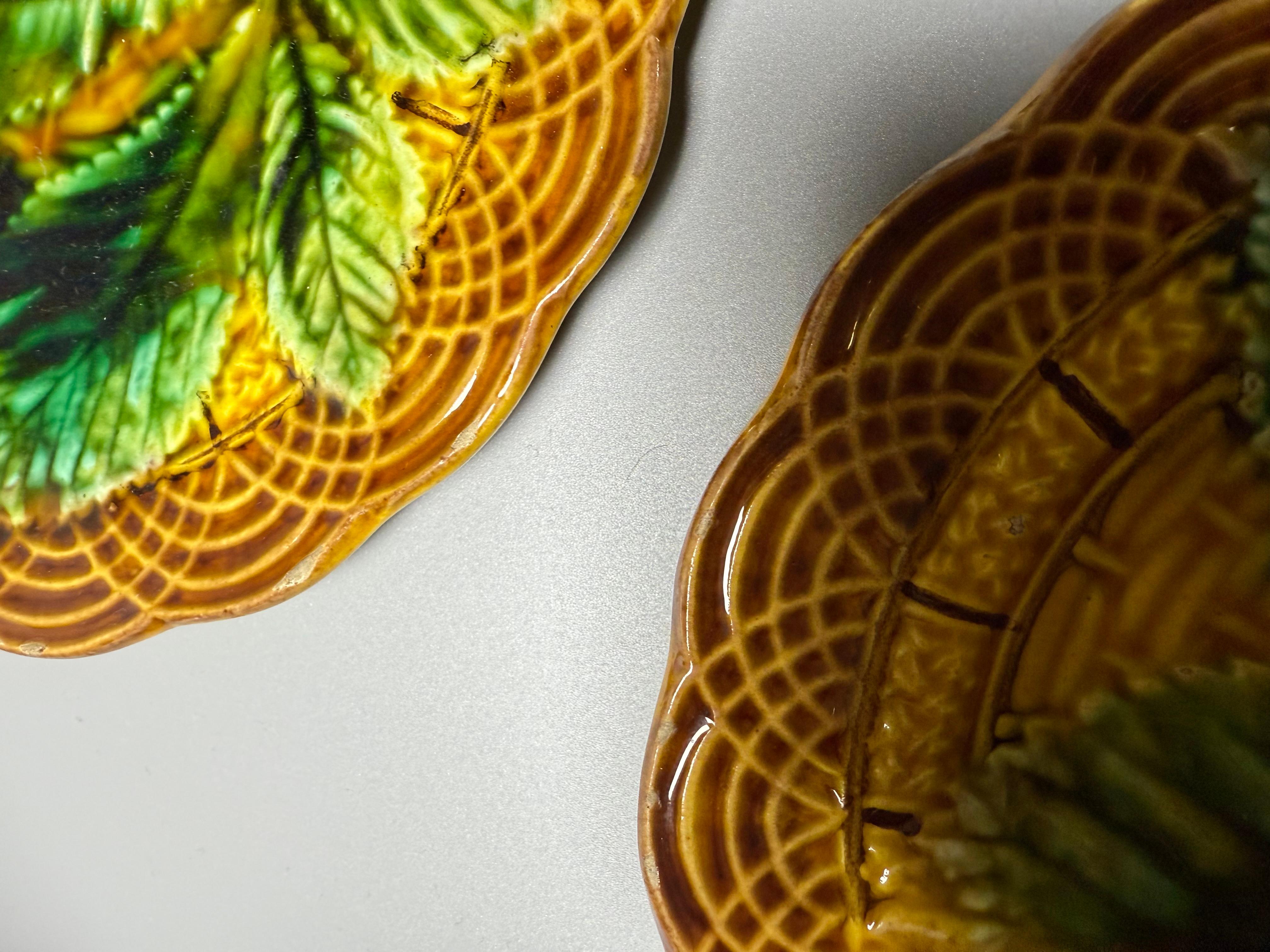 Art Nouveau Majolica Villeroy & Boch  Set  Fruit Stand Plates 1880 For Sale 11