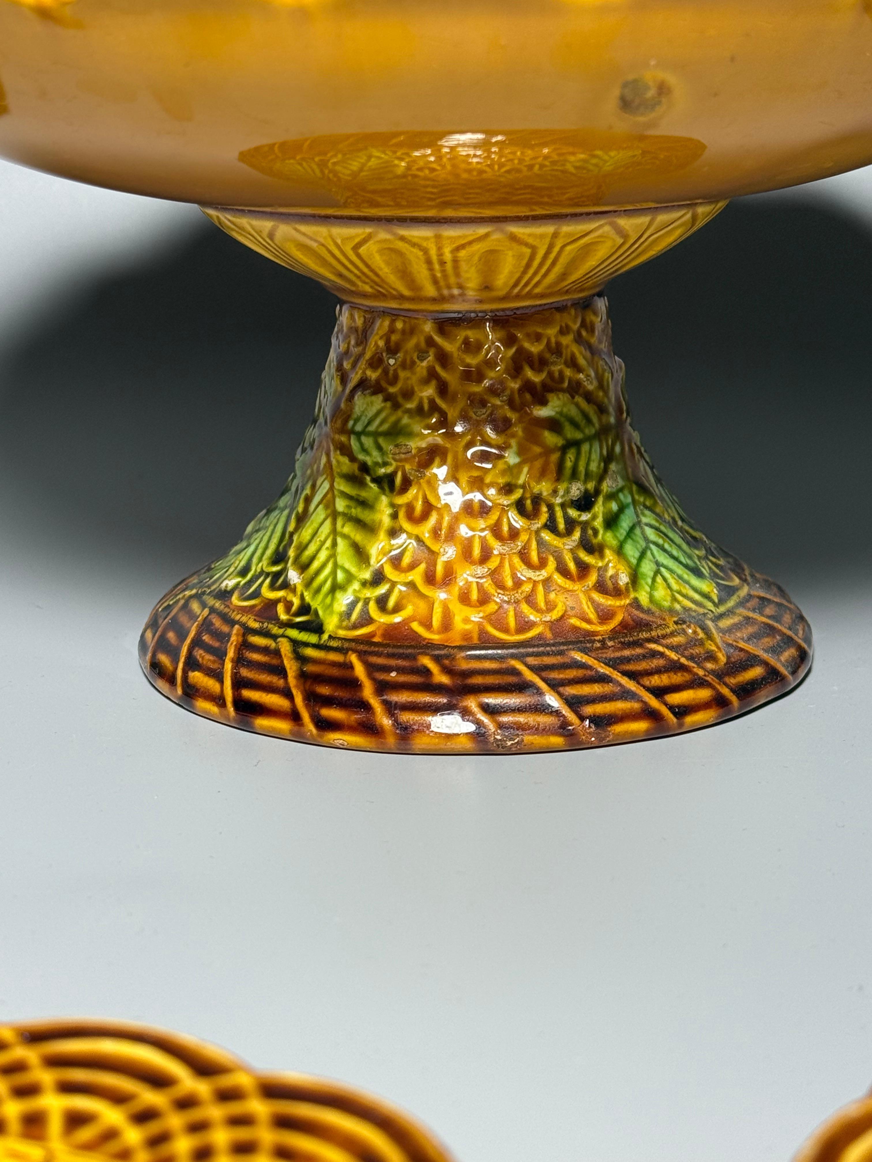 Glazed Art Nouveau Majolica Villeroy & Boch  Set  Fruit Stand Plates 1880 For Sale