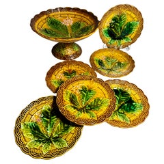 Art Nouveau Antique Majolica Villeroy & Boch 7 pieces A Late 19 Century