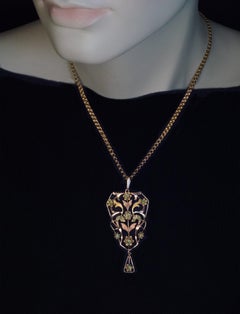 Art Nouveau Antique Russian Demantoid Gold Pendant