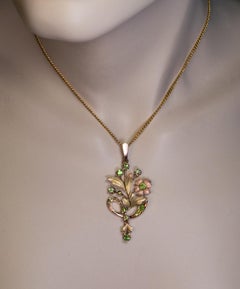 Art Nouveau Antique Russian Two-Color Gold Demantoid Pendant