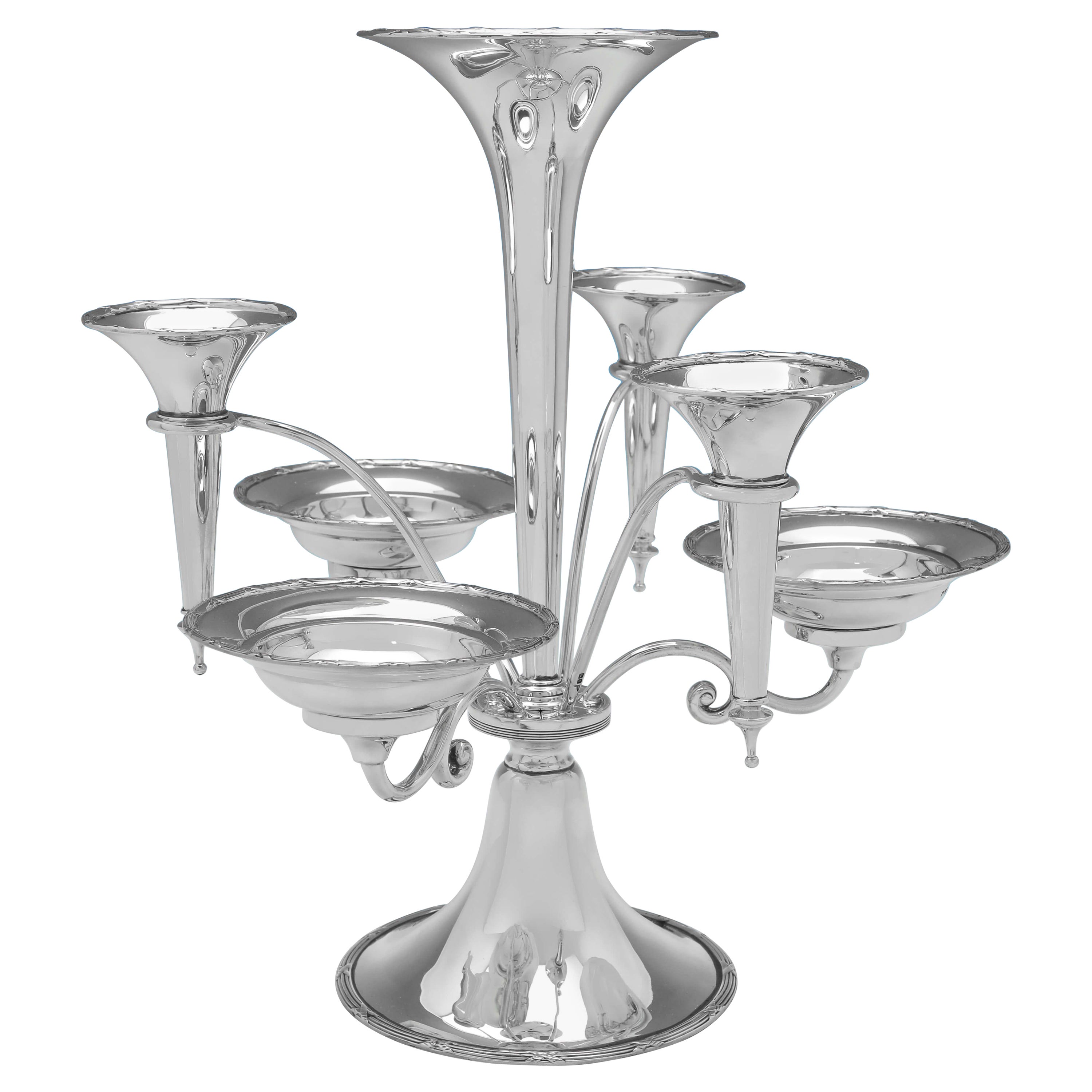 Art Nouveau Antique Sterling Silver Centrepiece Epergne - Walker & Hall 1910