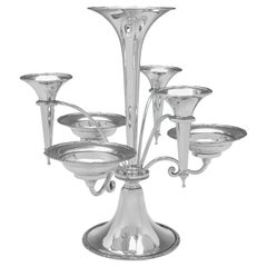 Jugendstil-Tafelaufsatz aus antikem Sterlingsilber aus Epergne – Walker & Hall 1910