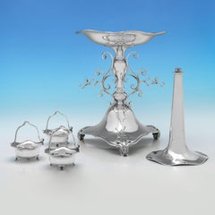 Art Nouveau Antique Sterling Silver Flower Epergne or Centrepiece - Made in 1909