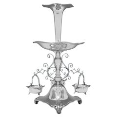 Art Nouveau Antique Sterling Silver Flower Epergne or Centrepiece - Made in 1909
