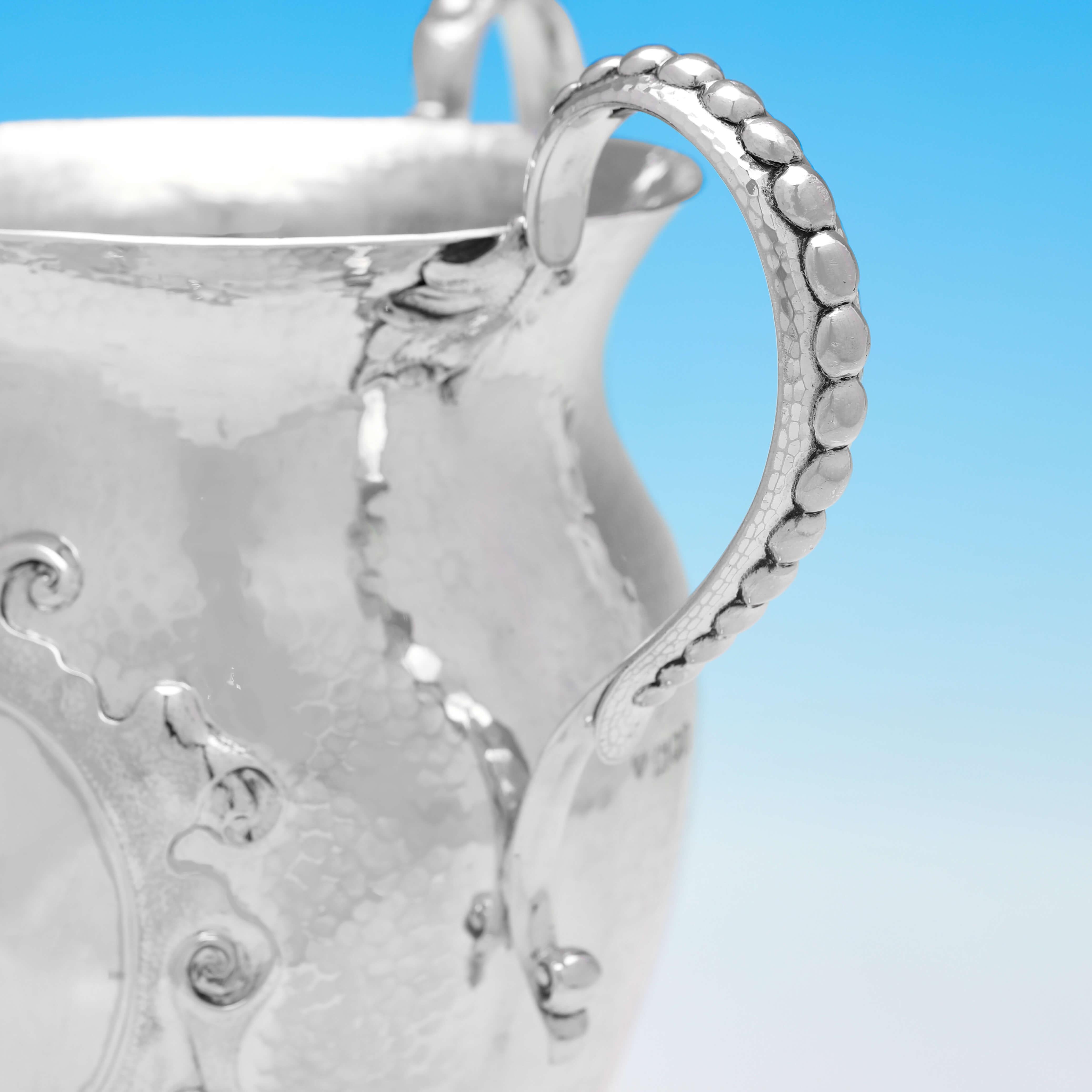 English Art Nouveau Antique Sterling Silver Three Handled Cup or Trophy, London, 1910  For Sale