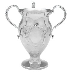 Art Nouveau Antique Sterling Silver Three Handled Cup or Trophy, London, 1910 