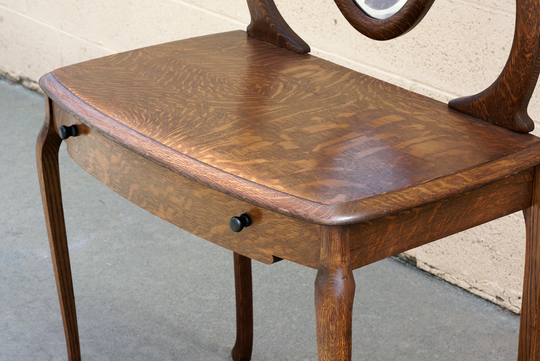 antique oak vanity with mirror