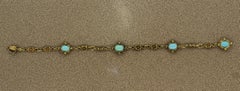 Bracelet filigrane Art Nouveau en or et turquoise antique