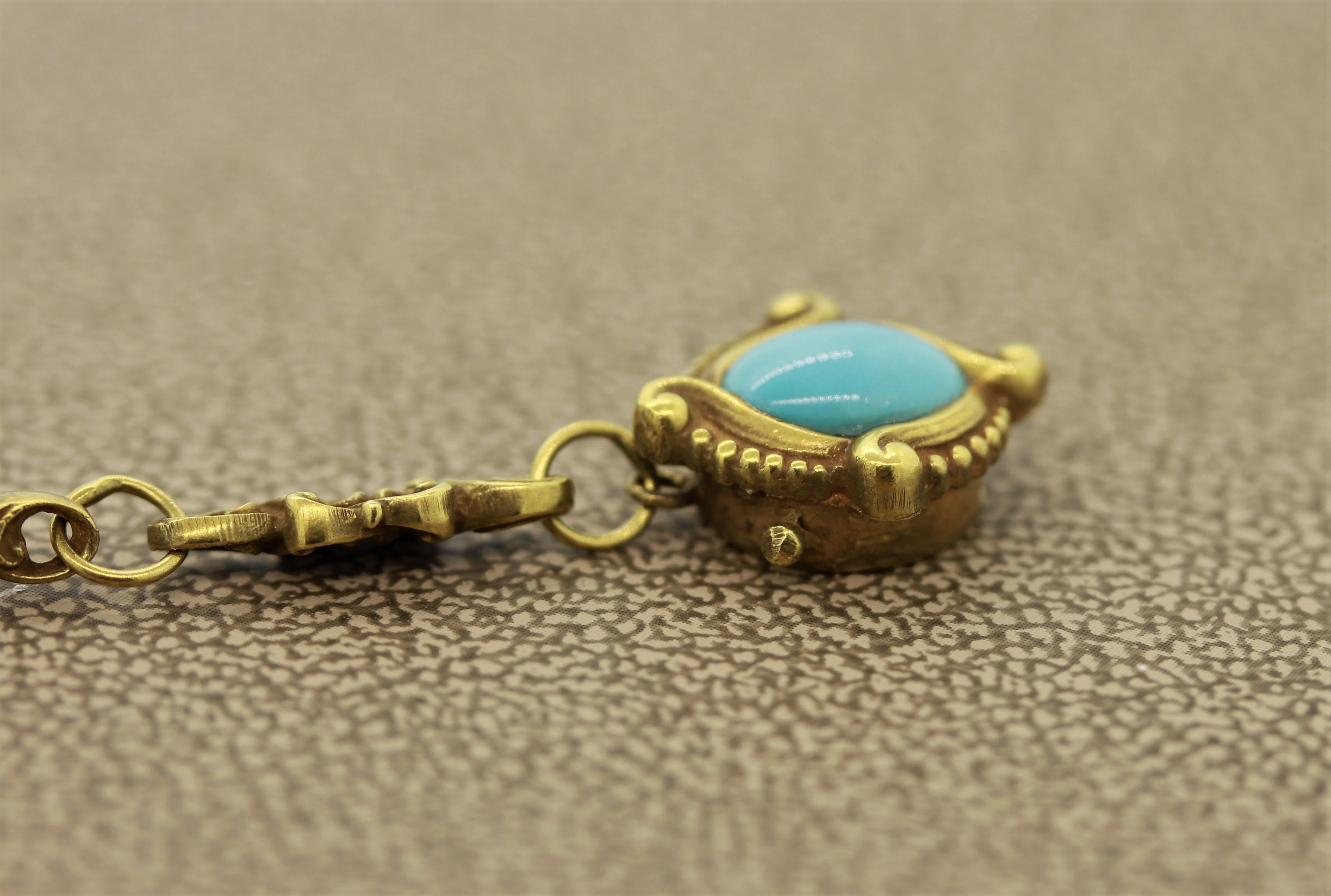 Filigranes Jugendstil-Armband aus antikem Türkis-Gold im Angebot 2