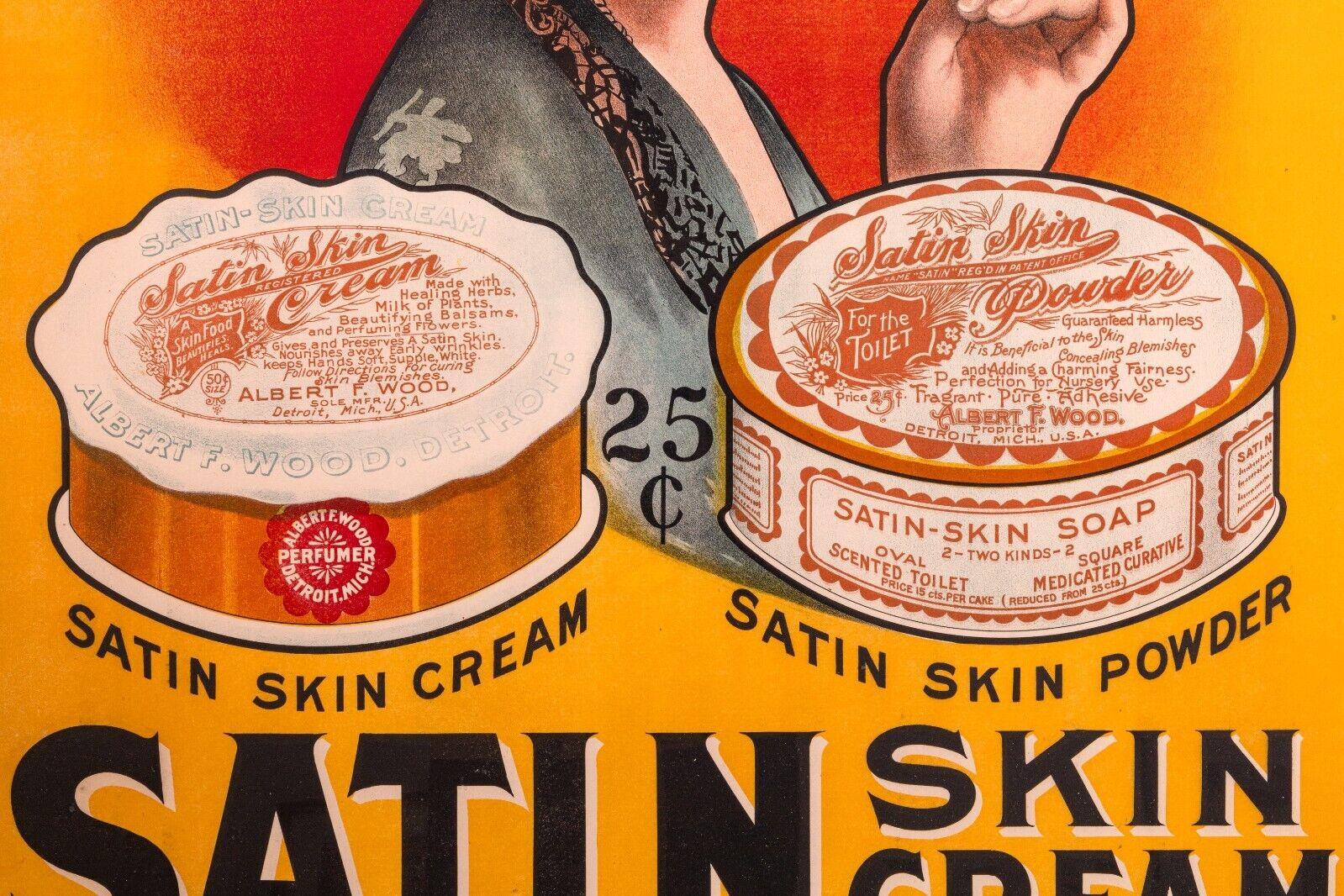 Art Nouveau Antique Vintage Lithograph Satin Skin Powder by Albert F Wood 1903 1