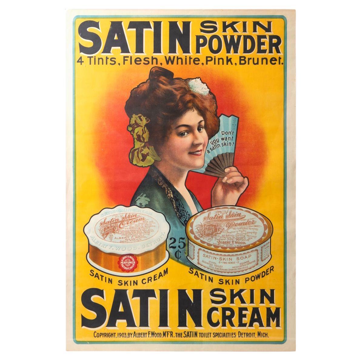 Jugendstil Antike Vintage Lithographie Satin Skin Powder von Albert F. Wood im Angebot