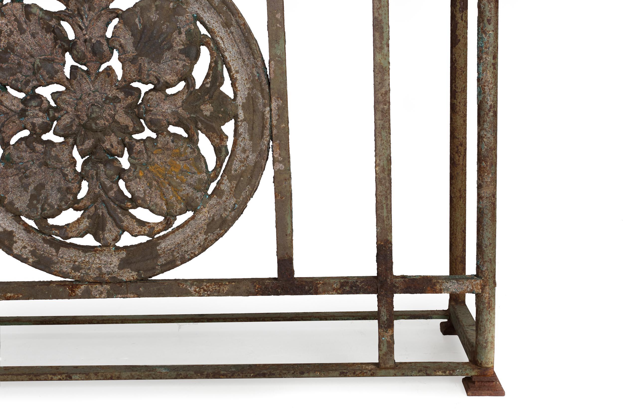 Art Nouveau Antique Wrought and Cast Iron Console Pier Table w/ Marble Top 5