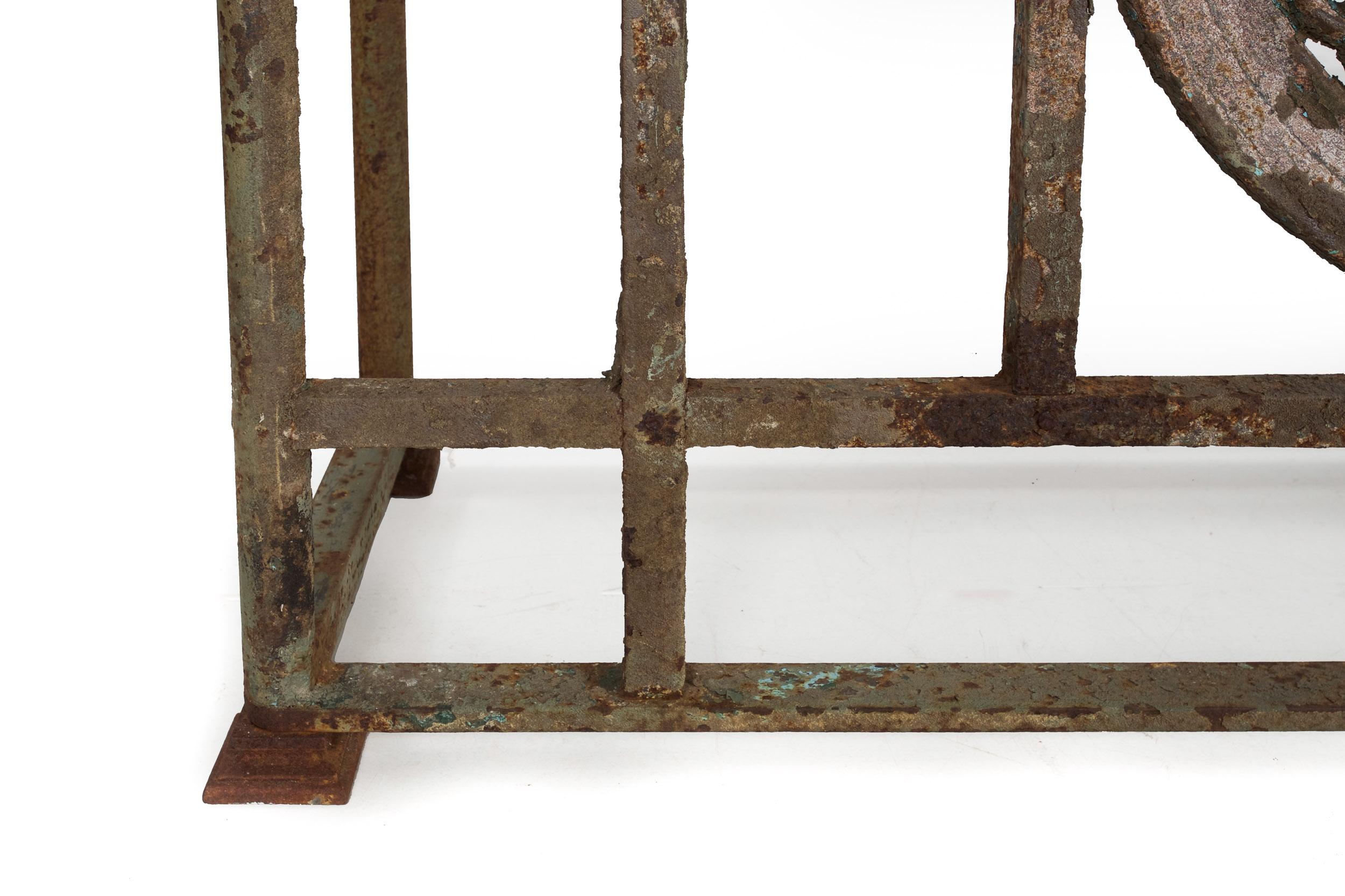 Art Nouveau Antique Wrought and Cast Iron Console Pier Table w/ Marble Top 15