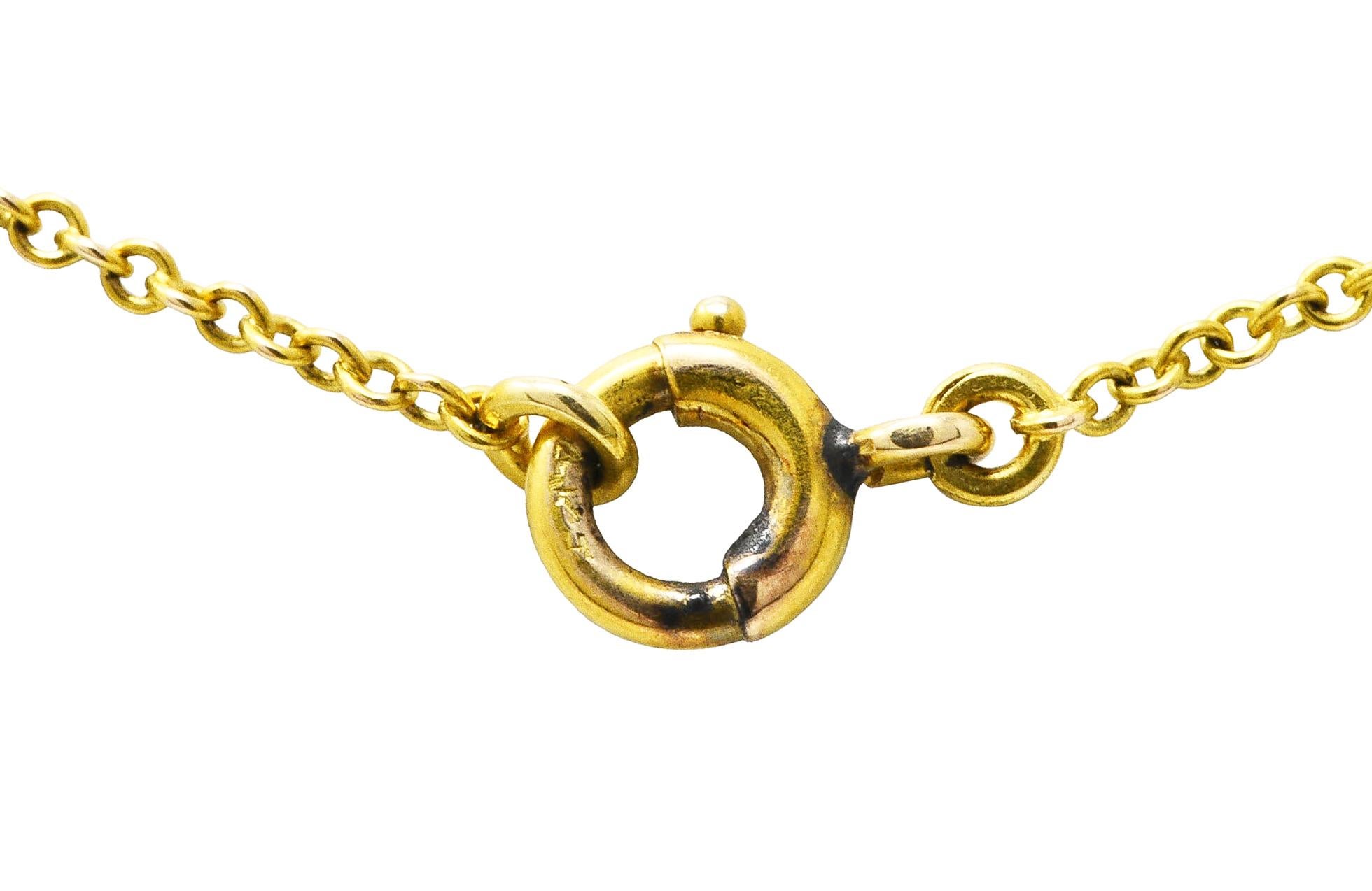 Halskette im Jugendstil mit Aquamarin-Perle 14 Karat Gelbgold Fransen Swag Station Halskette für Damen oder Herren