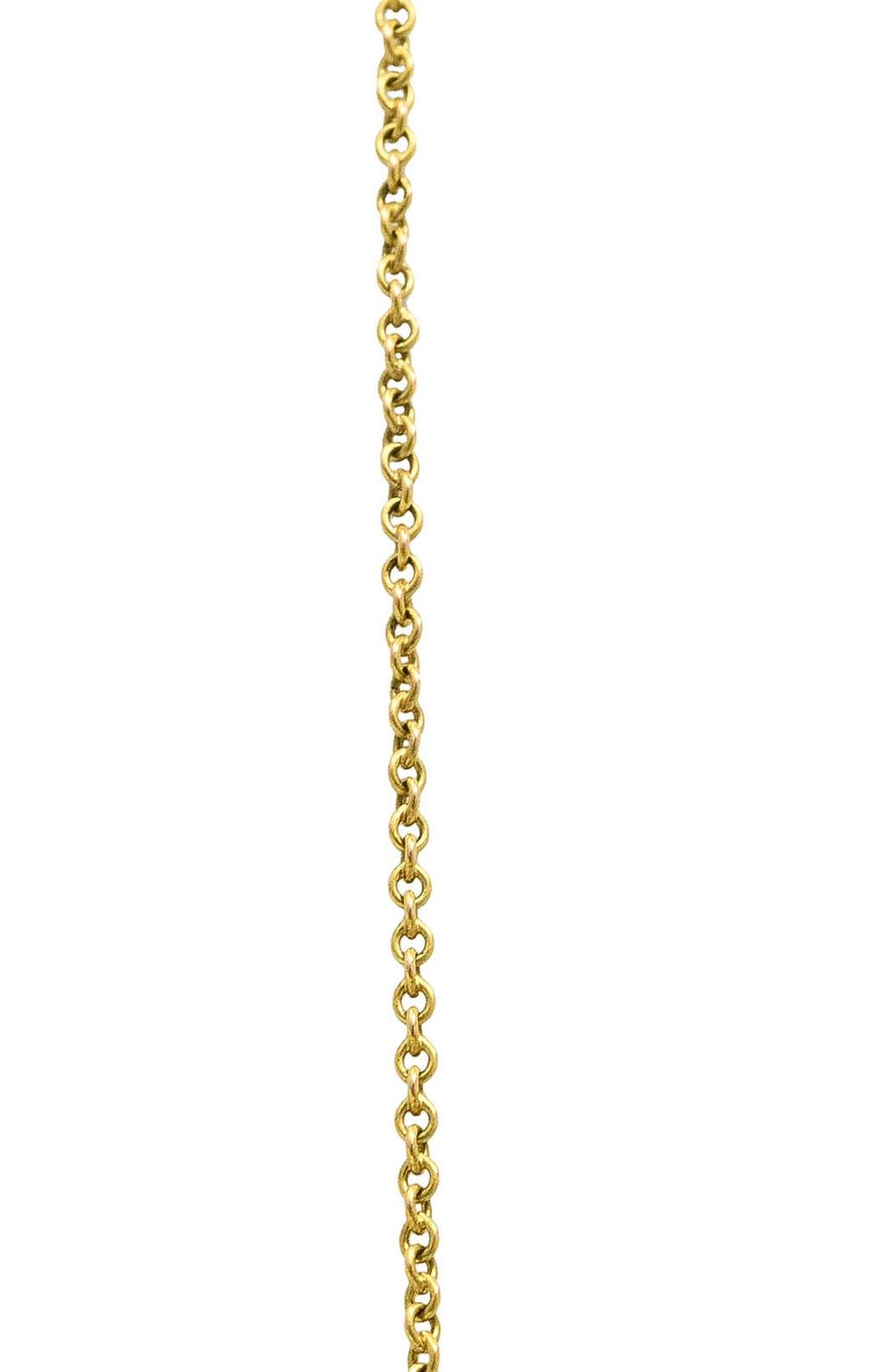 Art Nouveau Aquamarine Pearl 14 Karat Yellow Gold Fringe Swag Station Necklace 1