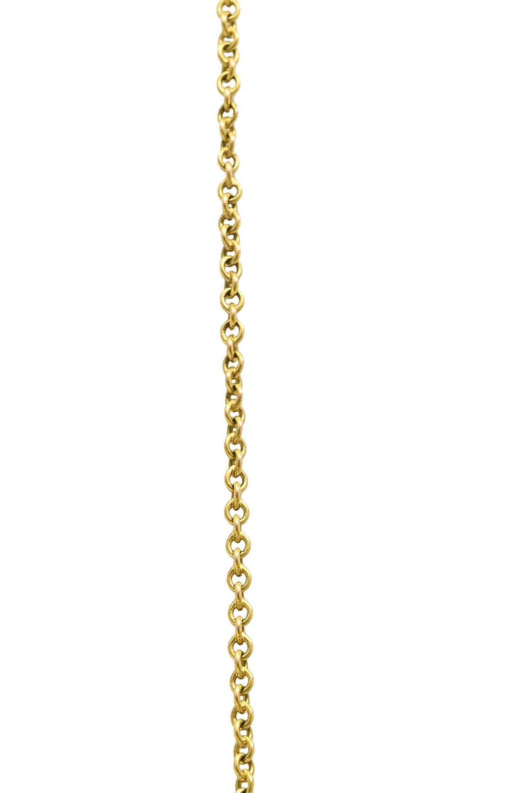 Halskette im Jugendstil mit Aquamarin-Perle 14 Karat Gelbgold Fransen Swag Station Halskette 1