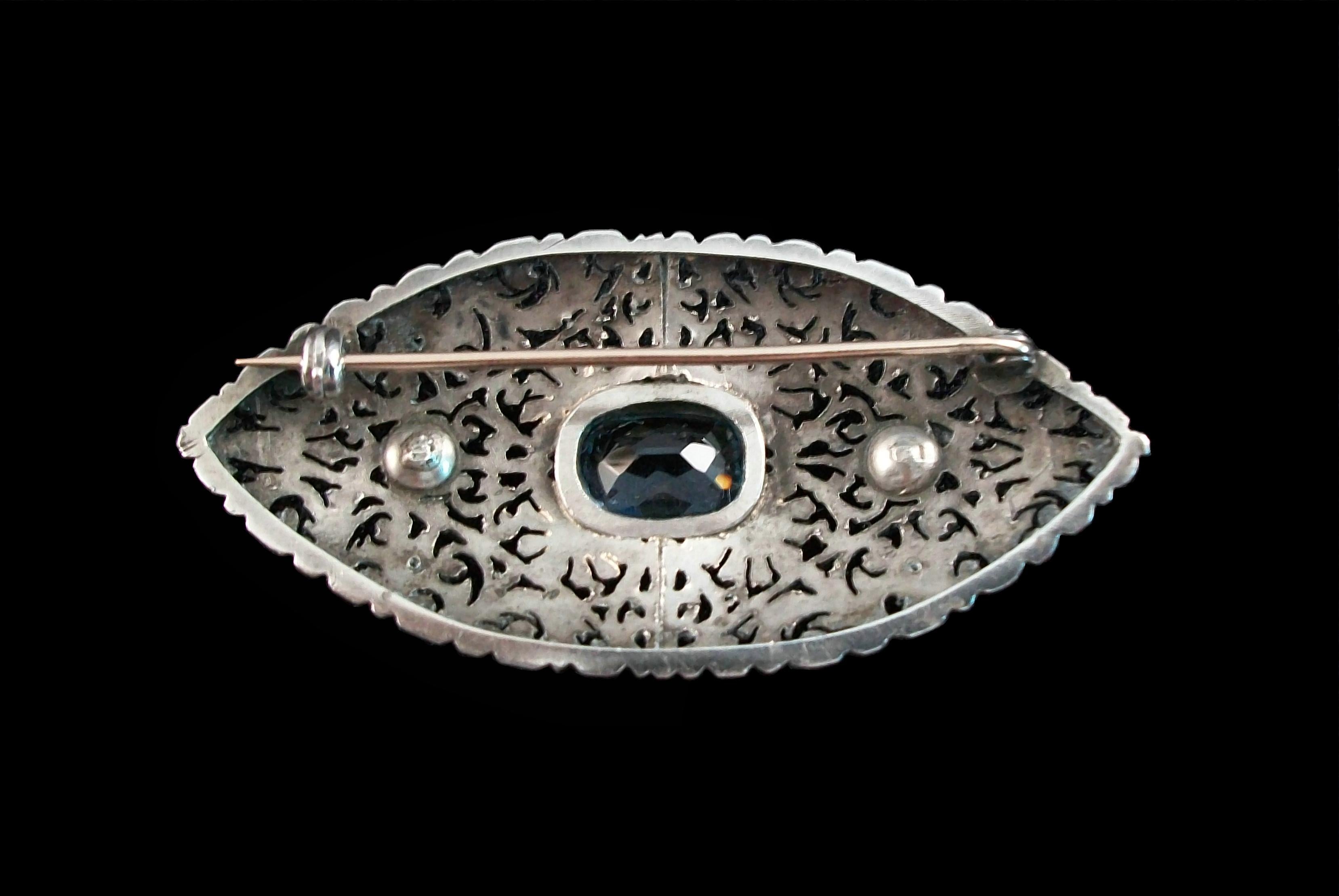 Art Nouveau Aquamarine & Pearl Brooch Set in Silver & Gold - France - Circa 1900 For Sale 2
