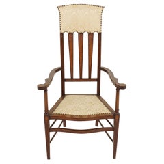 Art Nouveau Arm Chair, Inlaid Walnut, Pratt + Keith Aberdeen, Scotland, 1910