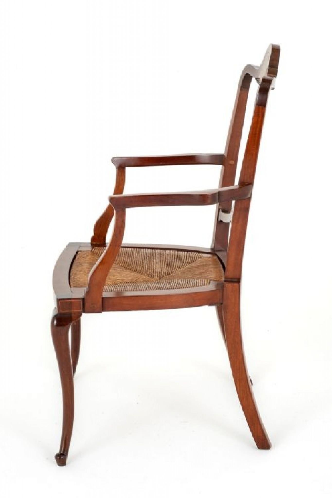 Art Nouveau Arm Chair Inlay Mahogany, 1900 In Good Condition In Potters Bar, GB