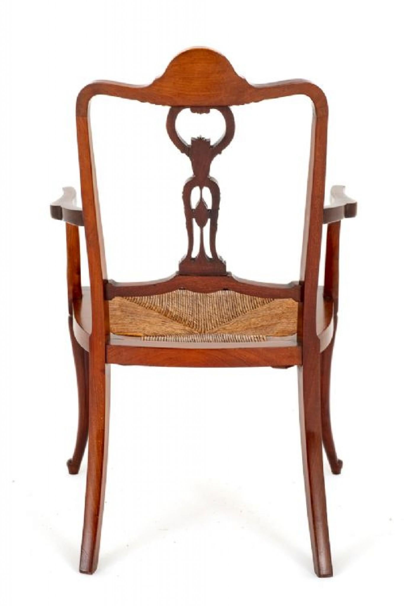 Early 20th Century Art Nouveau Arm Chair Inlay Mahogany, 1900