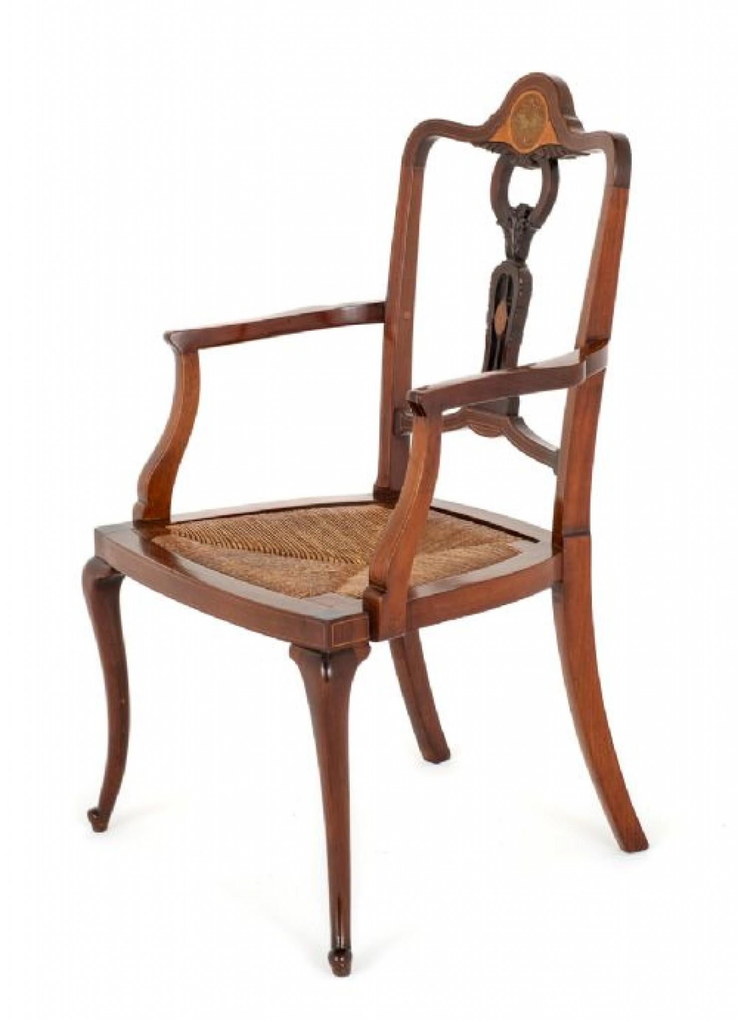 Art Nouveau Arm Chair Inlay Mahogany, 1900 2
