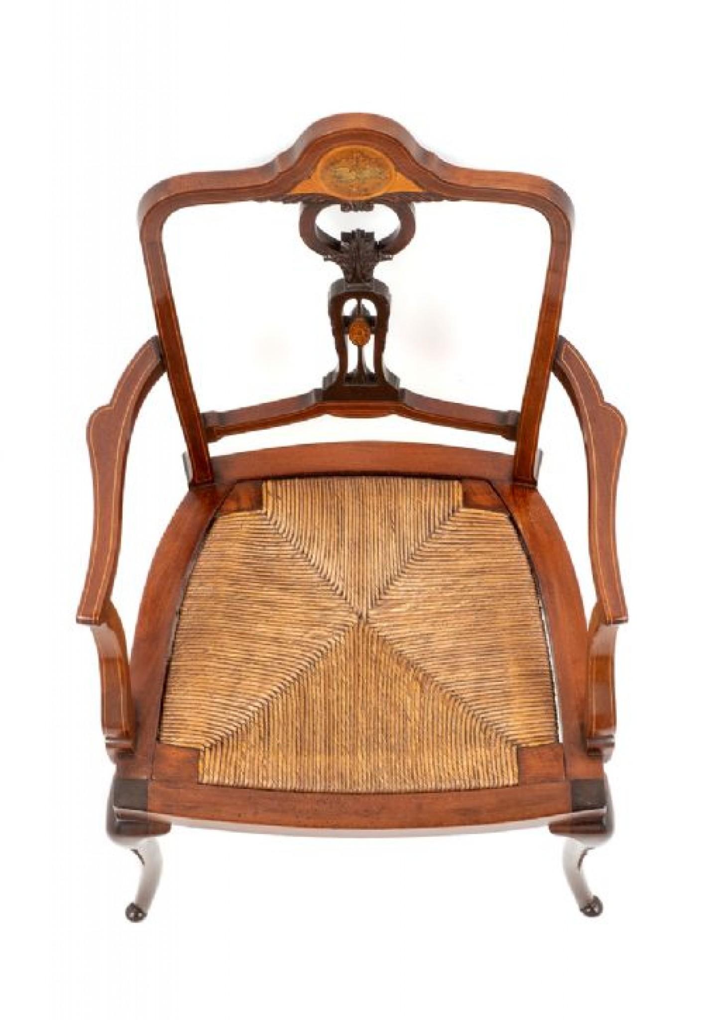 Art Nouveau Arm Chair Inlay Mahogany, 1900 4