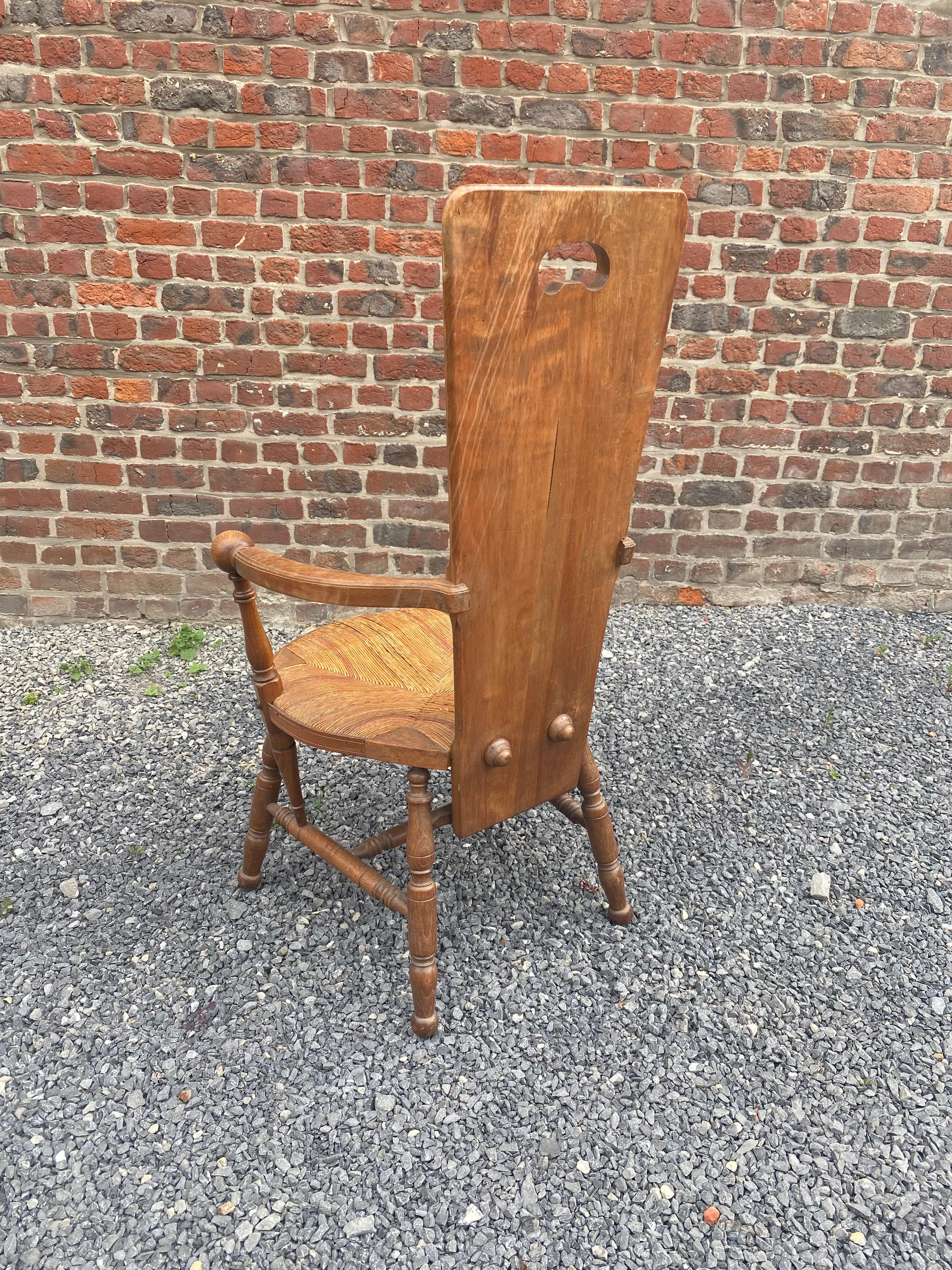 Art Nouveau Armchair in Bis and Straw, France circa 1900 For Sale 2