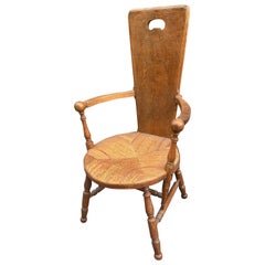 Antique Art Nouveau Armchair in Bis and Straw, France circa 1900