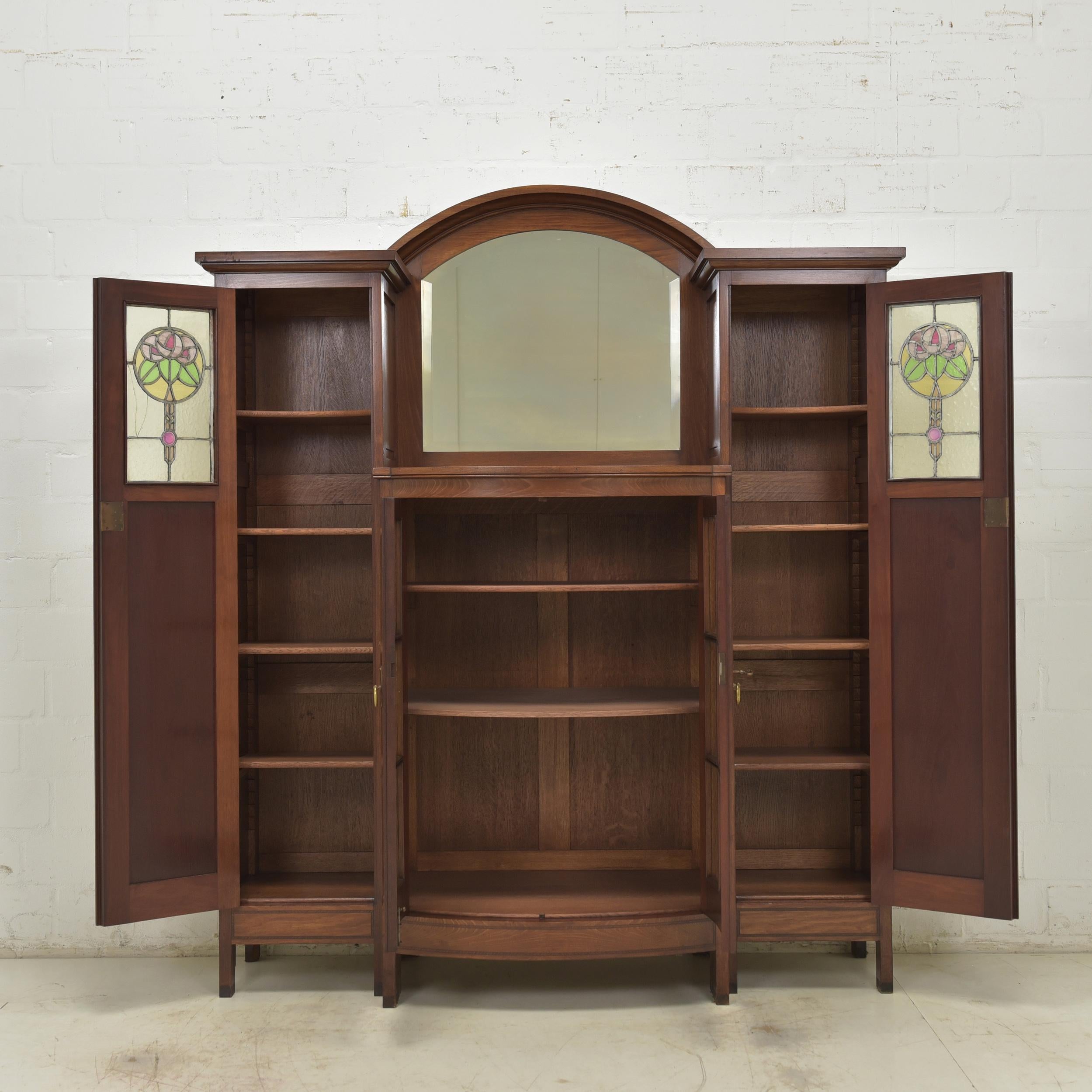 Art Nouveau / Art Deco Display / Buffet in Walnut, 1920 For