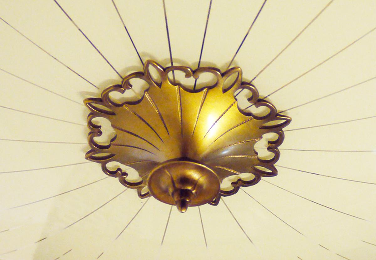 Lustre encastré Art nouveau/Art déco en verre et laiton Kaiser 1930s Bon état - En vente à Niederdorfelden, Hessen
