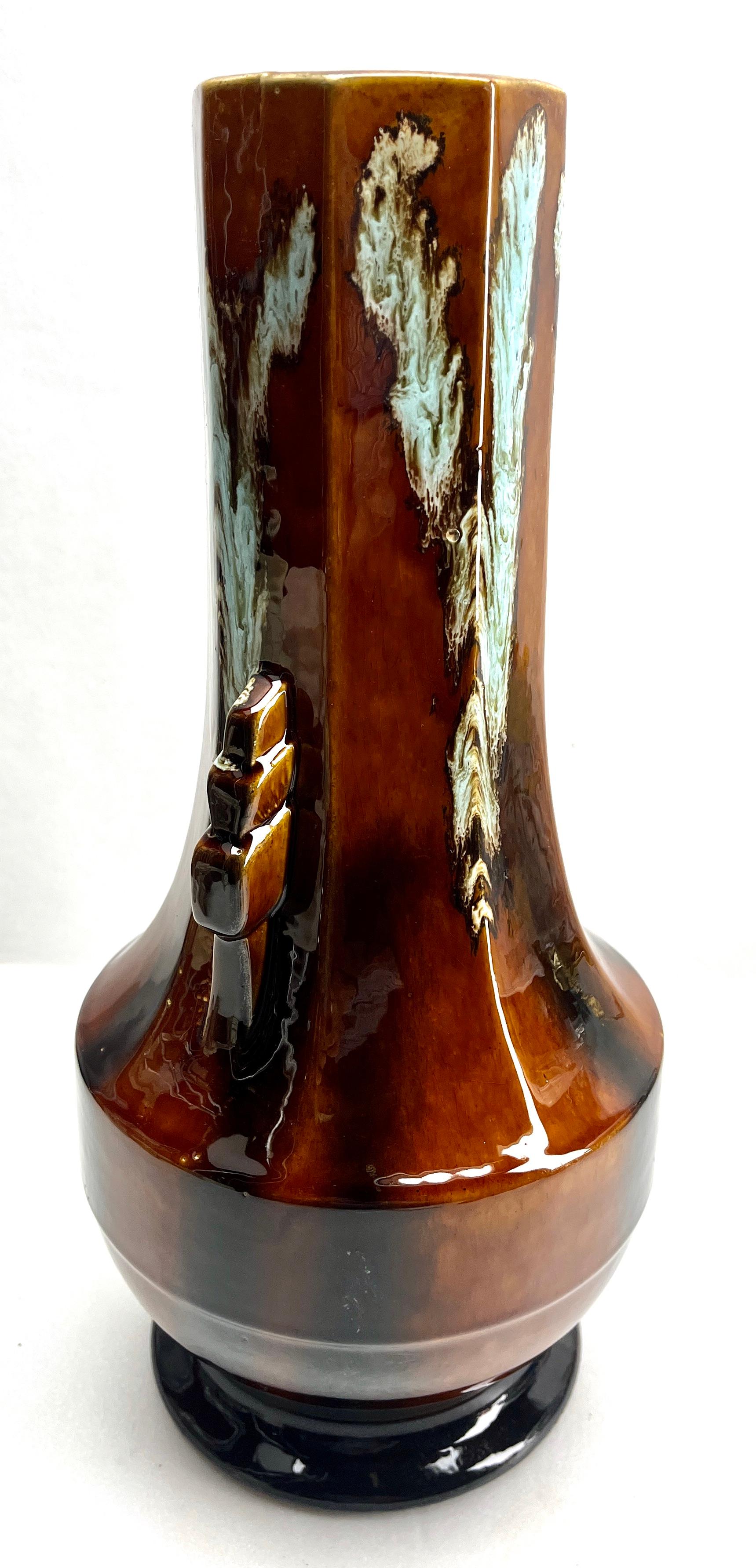 Art Nouveau Art Deco, Glazed Vase Model F-42 Made in Belgium 1930s In Good Condition For Sale In Verviers, BE