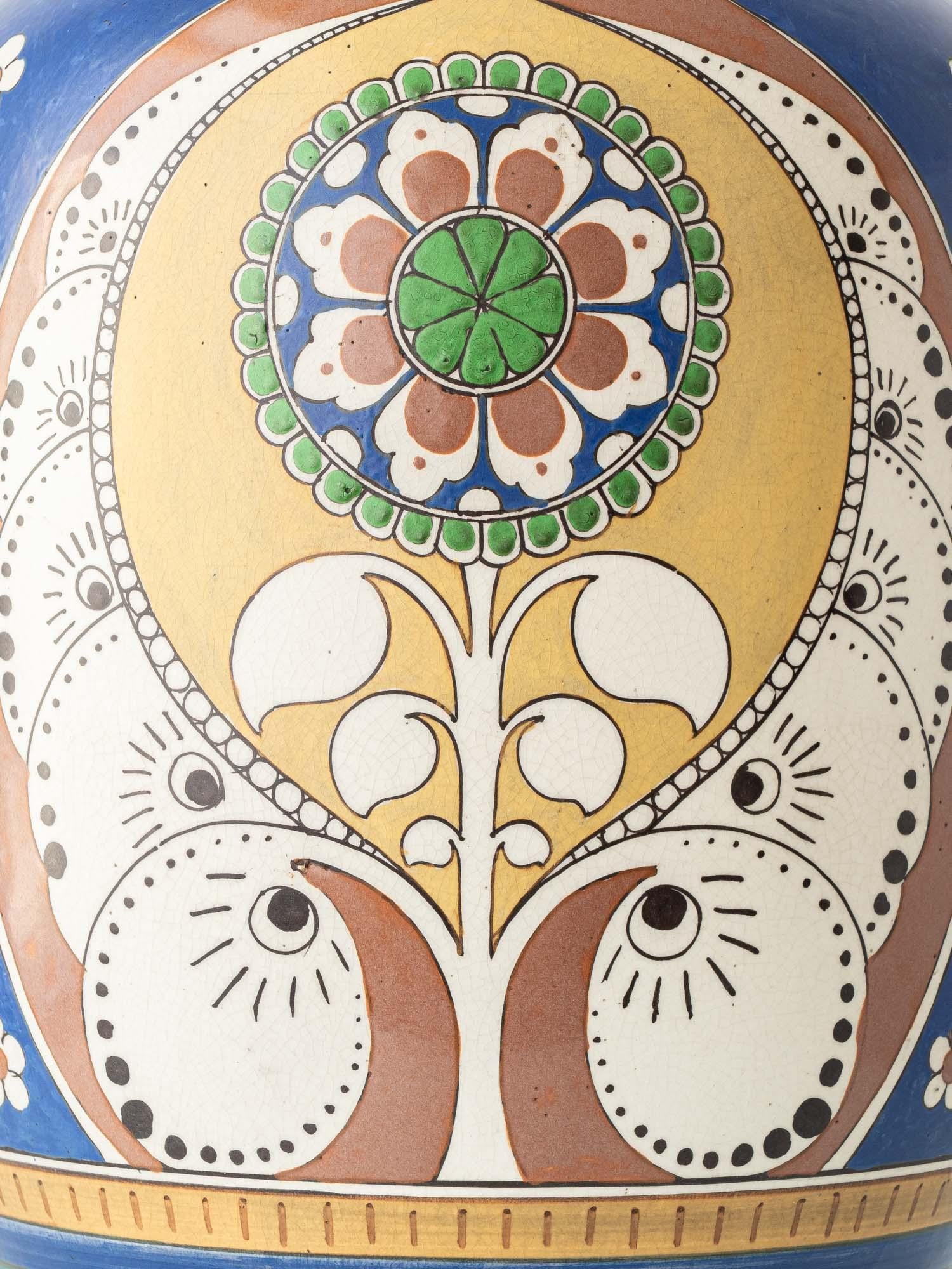 Early 20th Century Art Nouveau–Art Deco Monumental Lindus Vase, Arnhemsche Fayencefabriek, 1910s For Sale