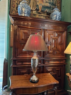 Art Nouveau Art Deco Silver Vase Urn Shape Table Lamp Light Antique Shade LA CA