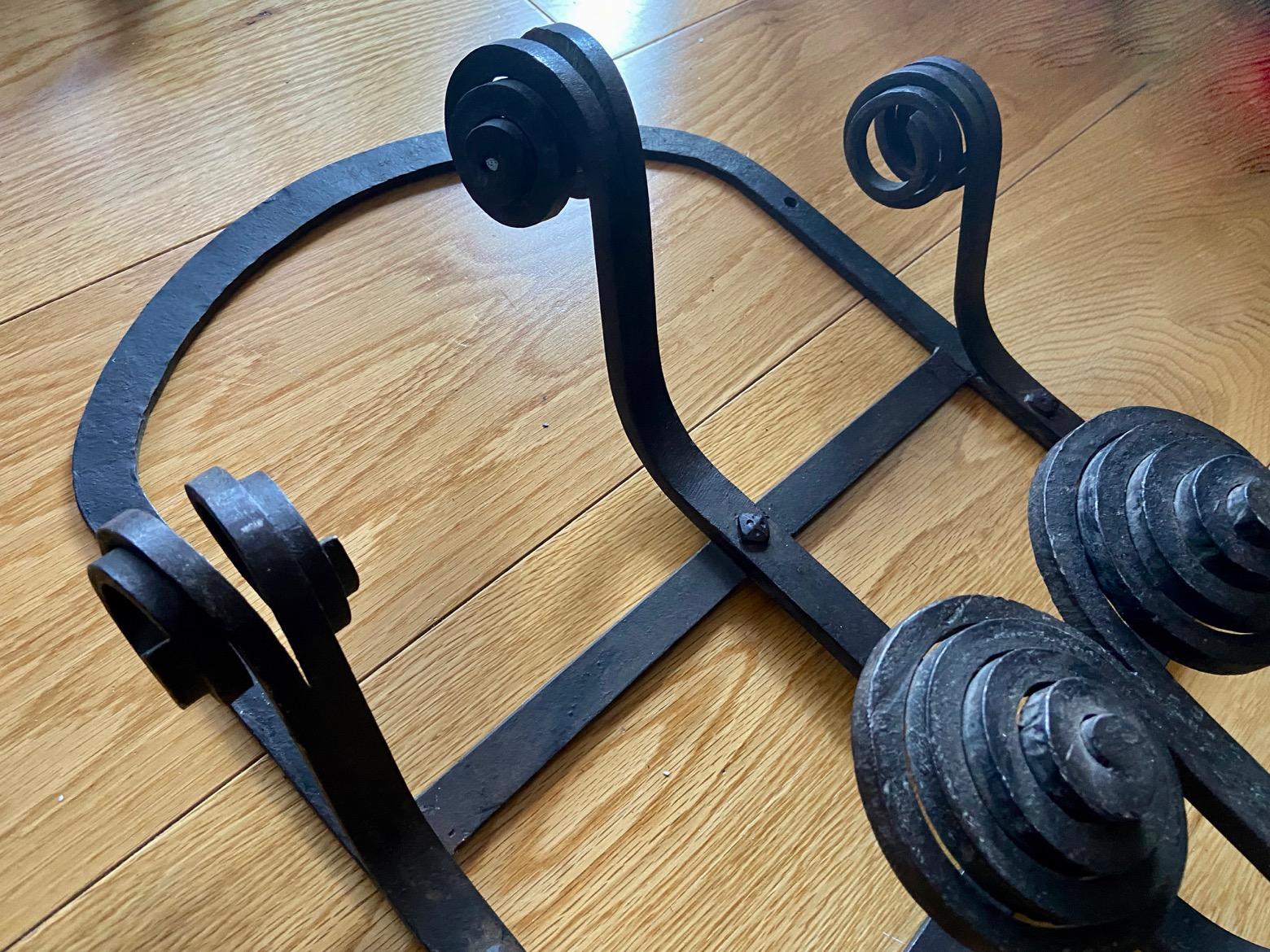 Painted Art Deco Nouveau black finished wrought iron coat rack, Europe, 1900 - 1930 For Sale