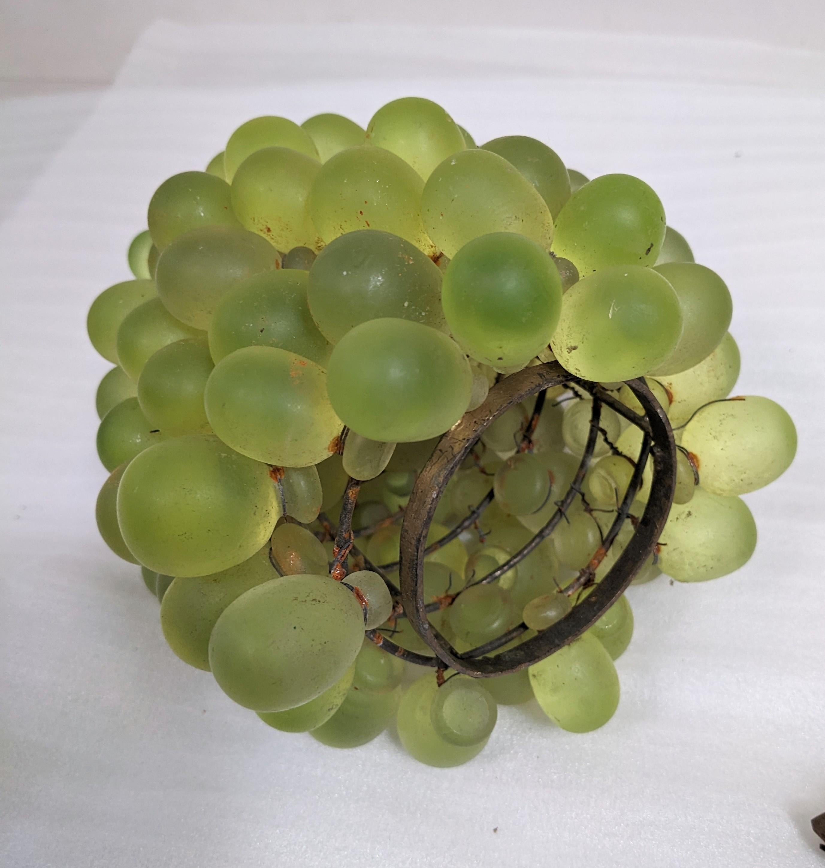 Art Nouveau Art Glass Grape Pendant Light with 2 Shades For Sale 8