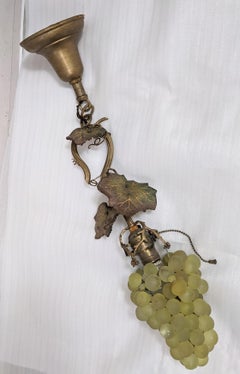 Art Nouveau Art Glass Grape Pendant Light with 2 Shades
