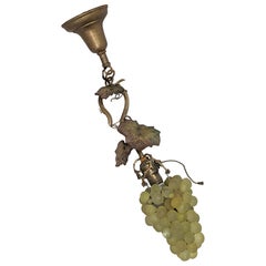 Art Nouveau Art Glass Grape Pendant Light with 2 Shades