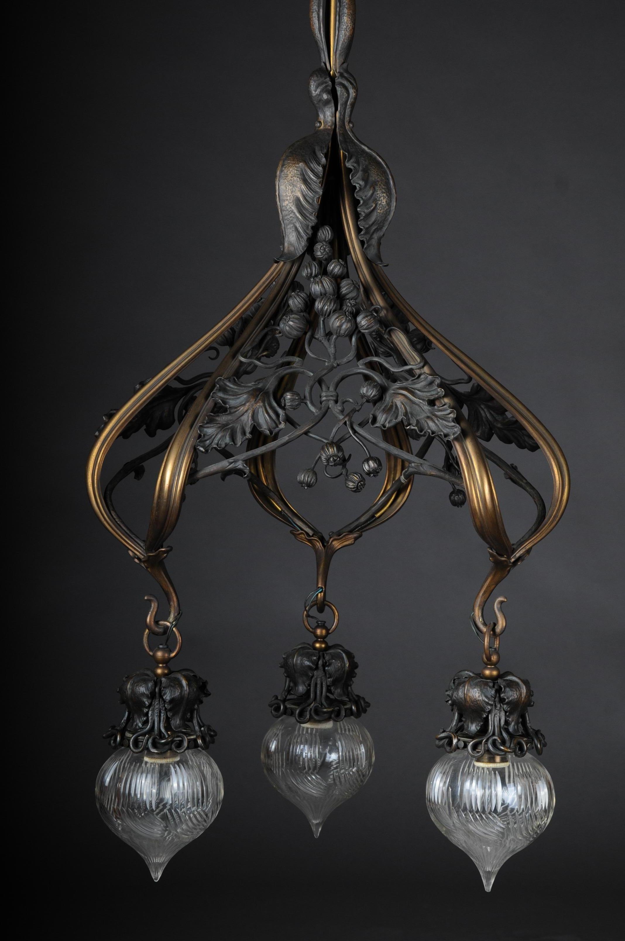 French Art Nouveau / Art Nouveau Chandelier Bronze, France, circa 1900 For Sale