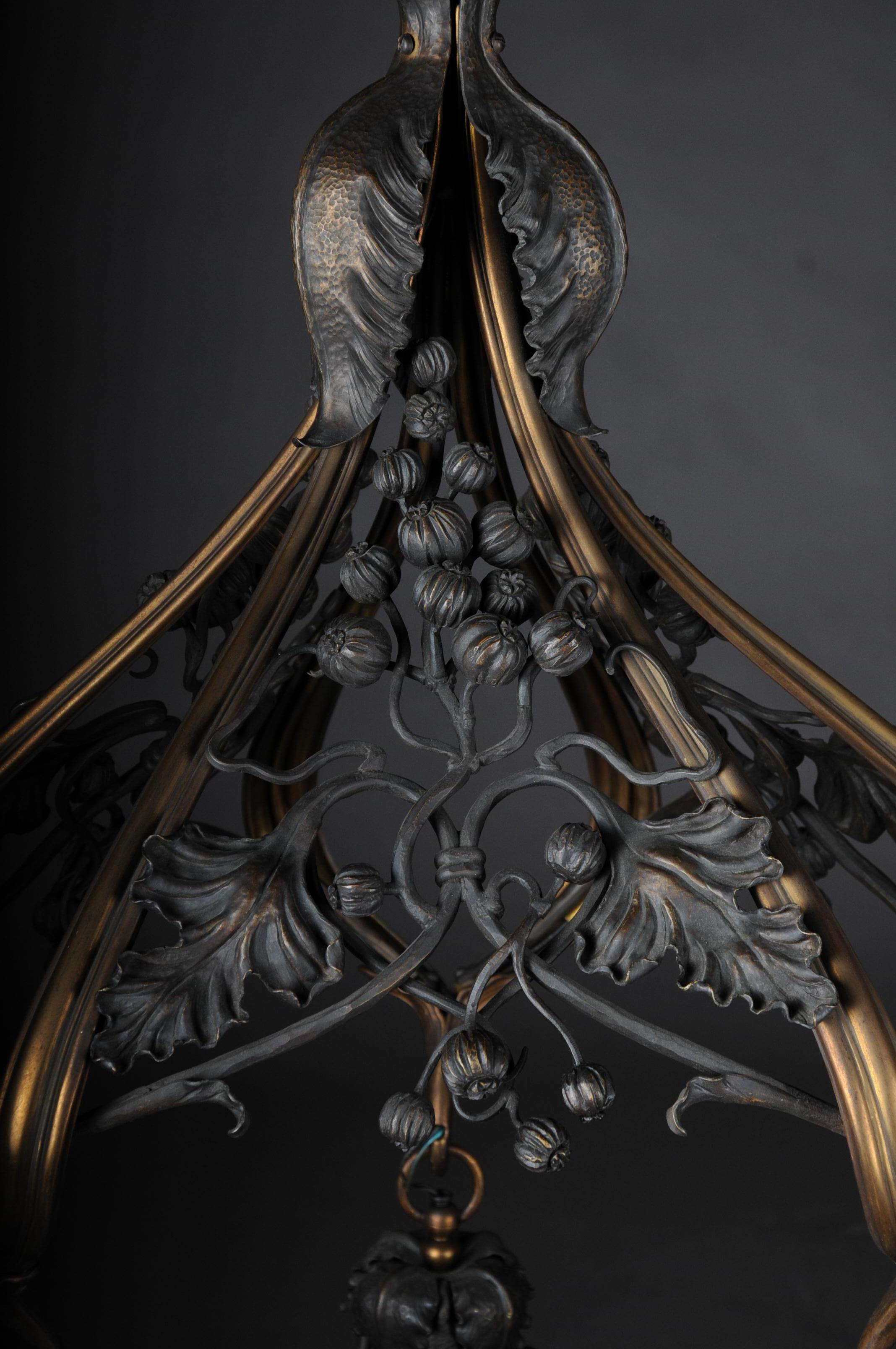 Fin du XIXe siècle Art Nouveau / Art Nouveau Lustre en bronze, France, circa 1900