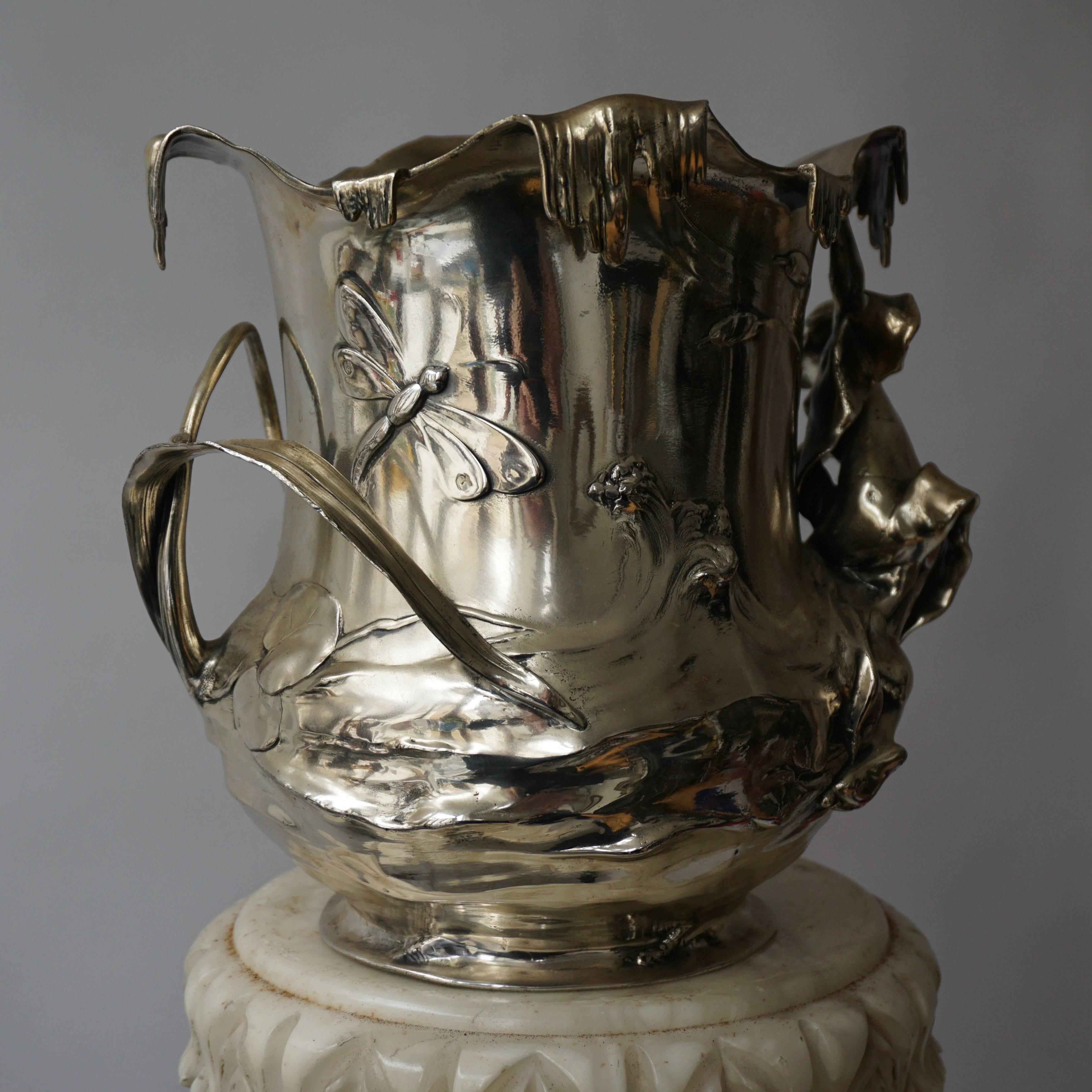 Art Nouveau Art Nouveau WMF Pewter Champagne Bucket In Good Condition In Antwerp, BE