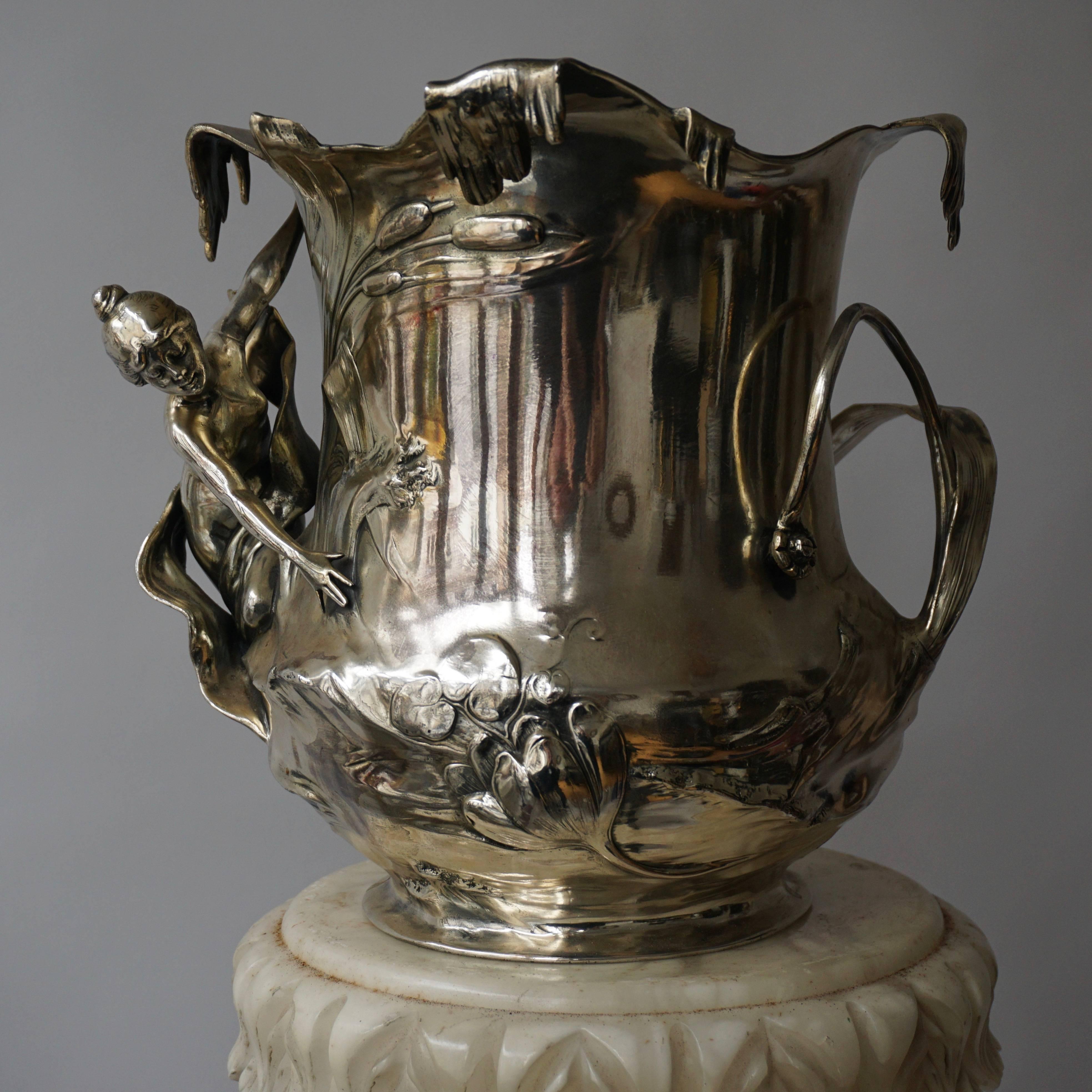 Silver Plate Art Nouveau Art Nouveau WMF Pewter Champagne Bucket