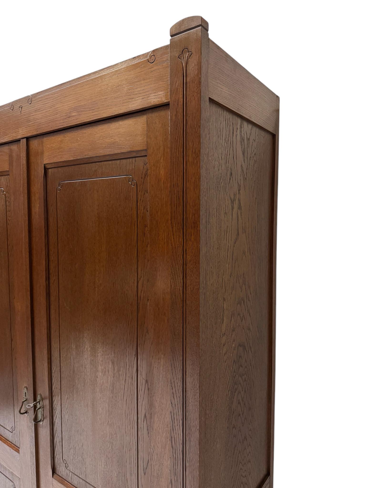 Art Nouveau Arts & Crafts Armoire or Wardrobe by W.Gieben, 1900s In Good Condition In Amsterdam, NL