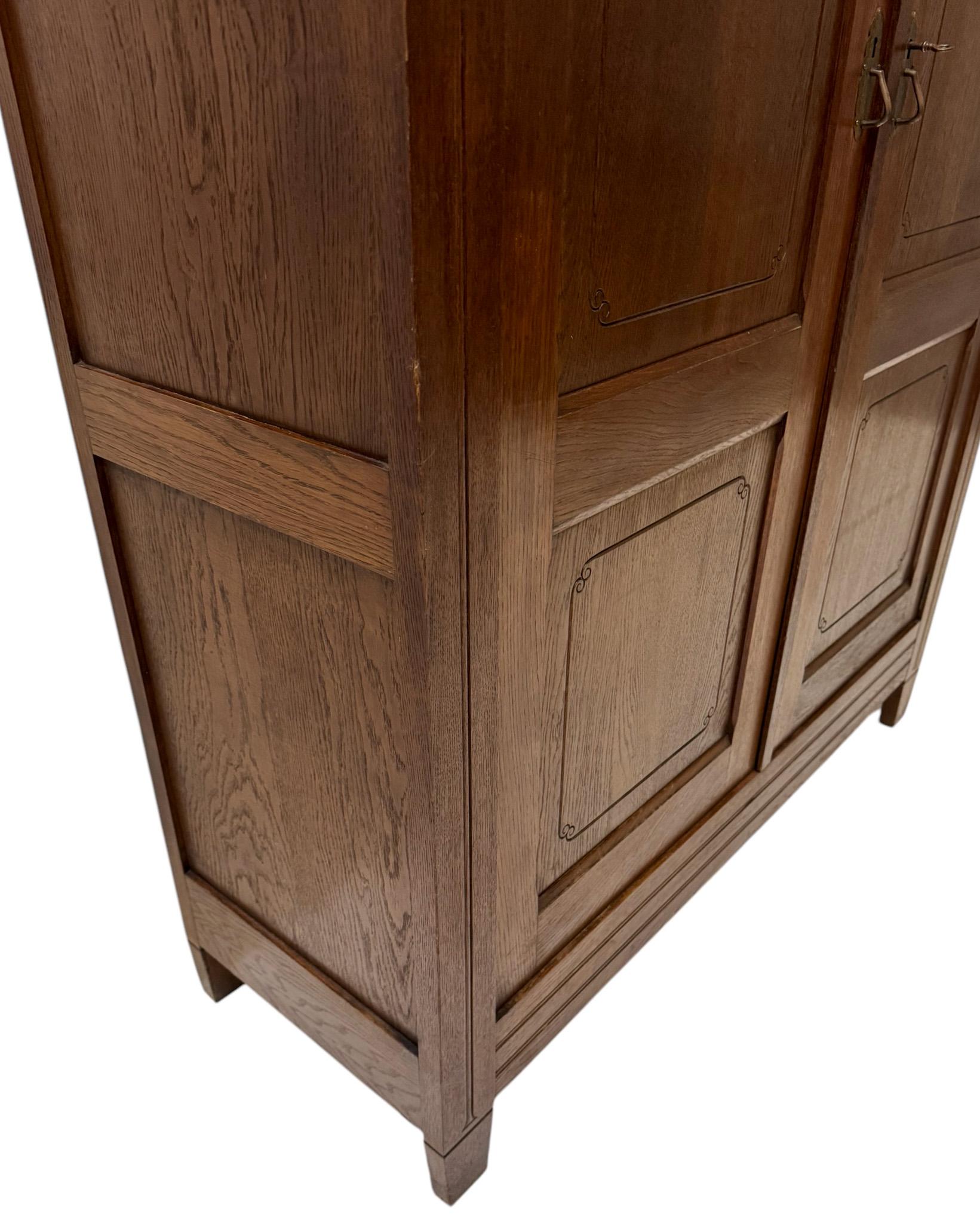 Art Nouveau Arts & Crafts Armoire or Wardrobe by W.Gieben, 1900s 1