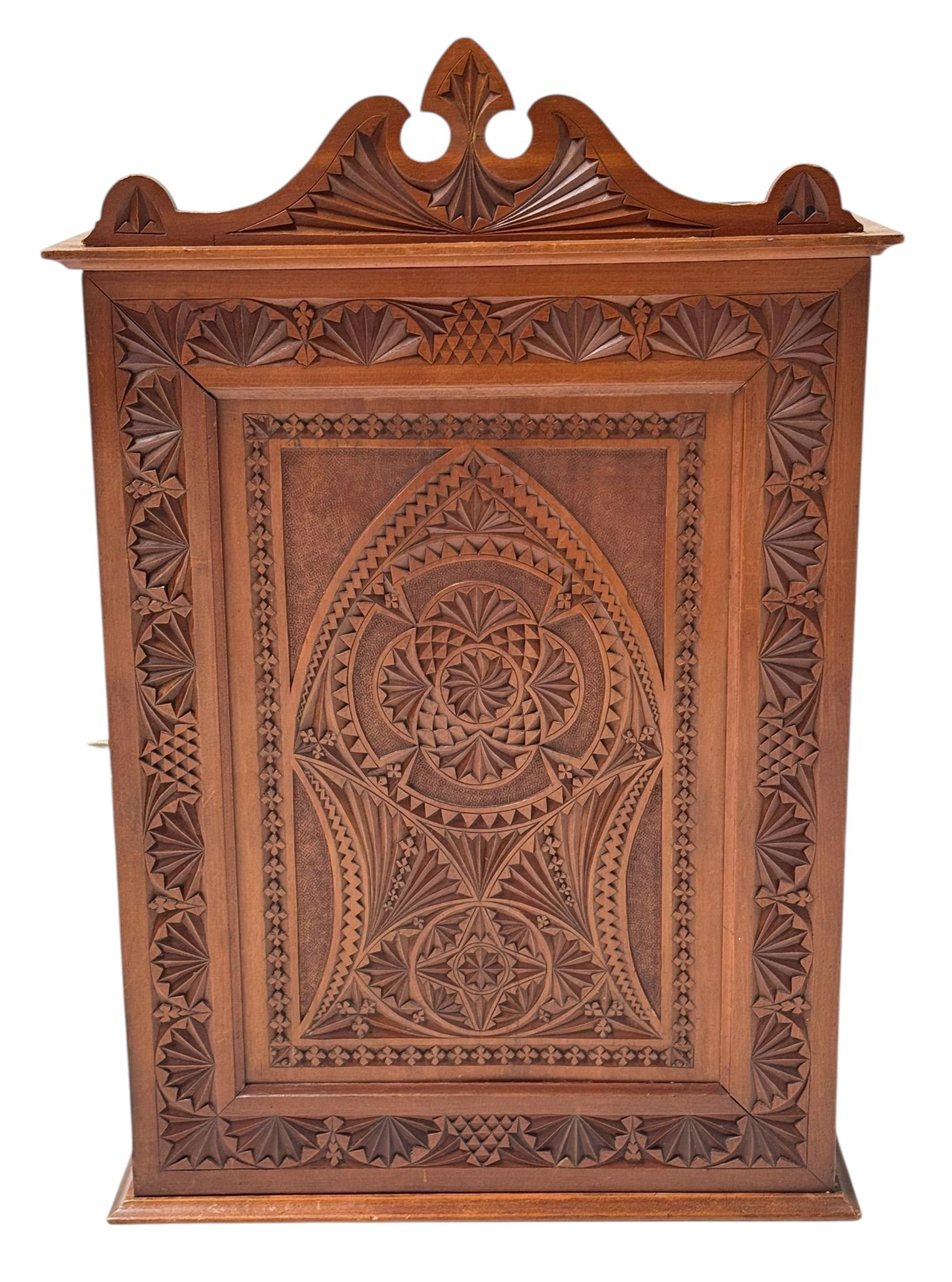 Arts and Crafts Art Nouveau Arts & Crafts Kerfschnitt Wall Cabinet, 1900s For Sale