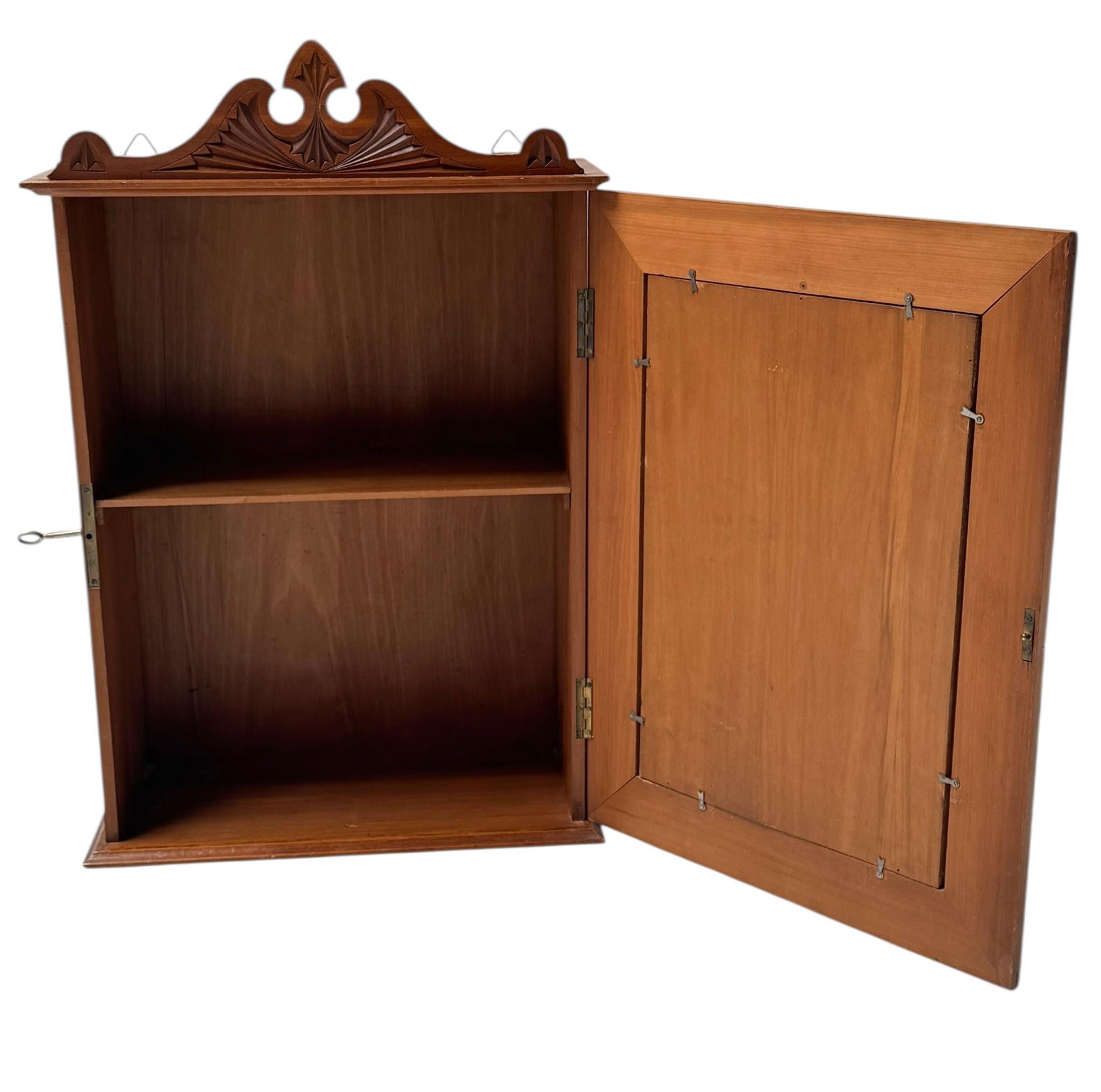 Fruitwood Art Nouveau Arts & Crafts Kerfschnitt Wall Cabinet, 1900s For Sale