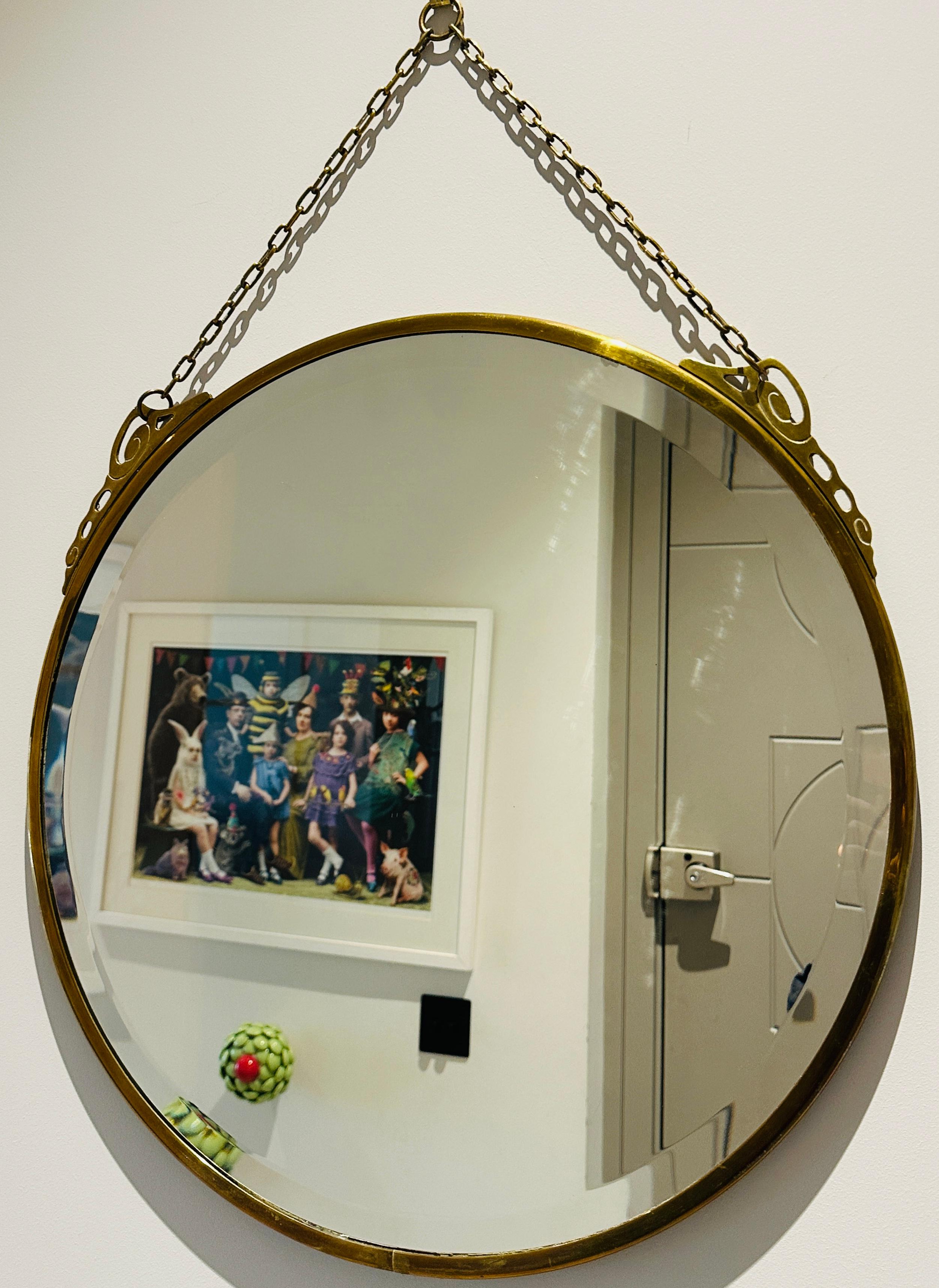 Miroir Art Nouveau Arts & Crafts Style Verre Biseauté Laiton Rose Or en vente 4