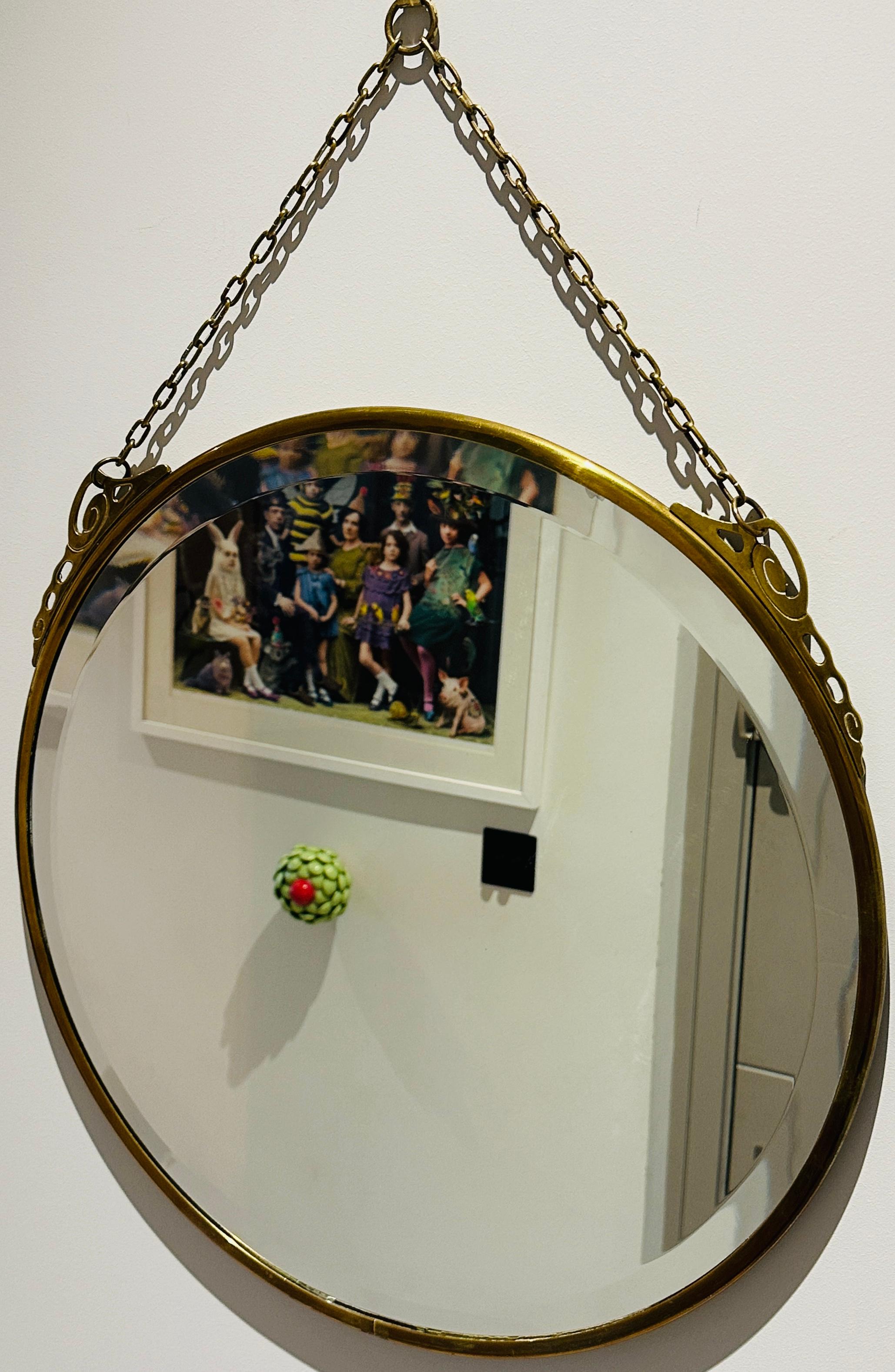 Miroir Art Nouveau Arts & Crafts Style Verre Biseauté Laiton Rose Or en vente 5