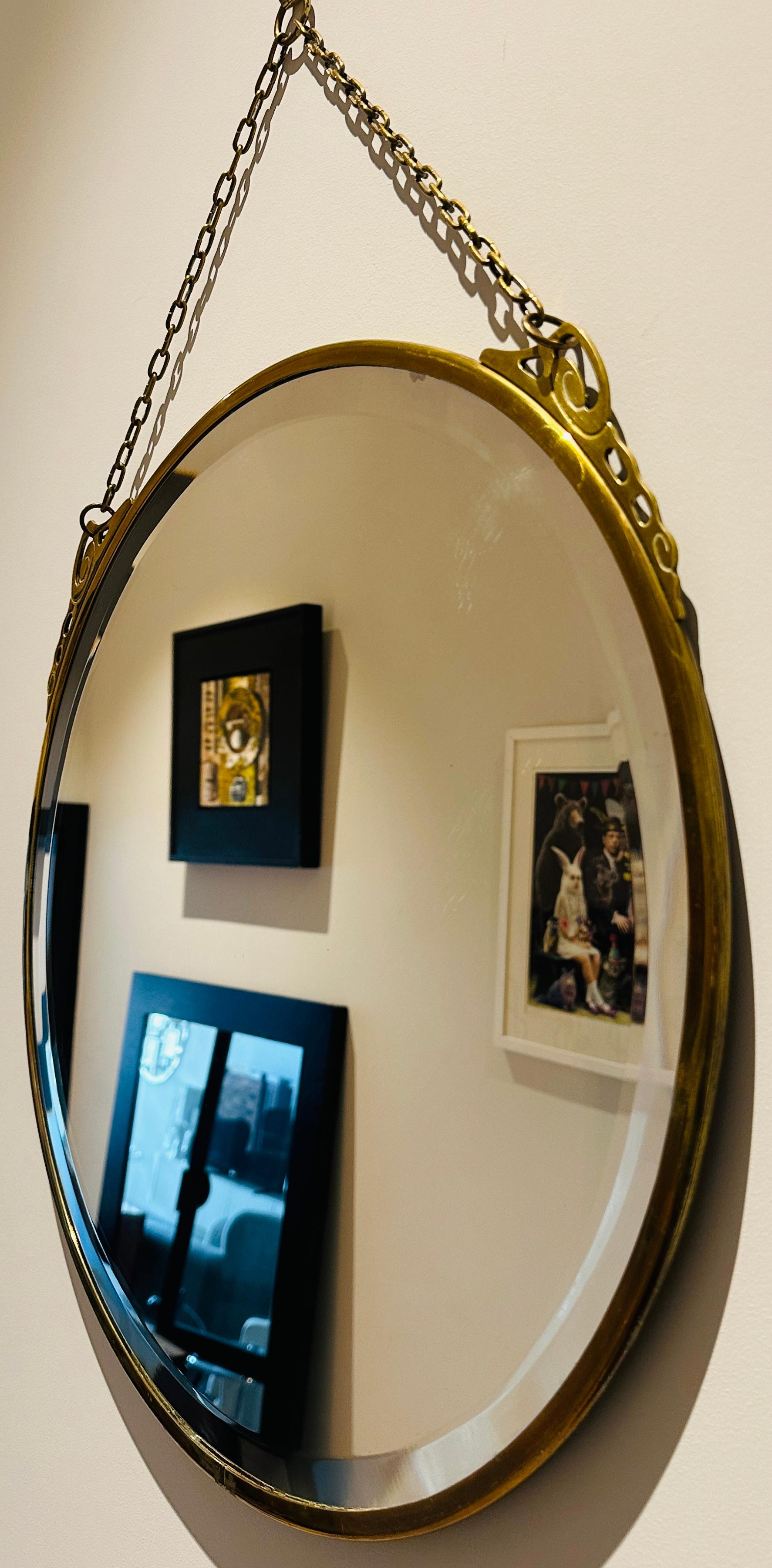 Miroir Art Nouveau Arts & Crafts Style Verre Biseauté Laiton Rose Or en vente 6