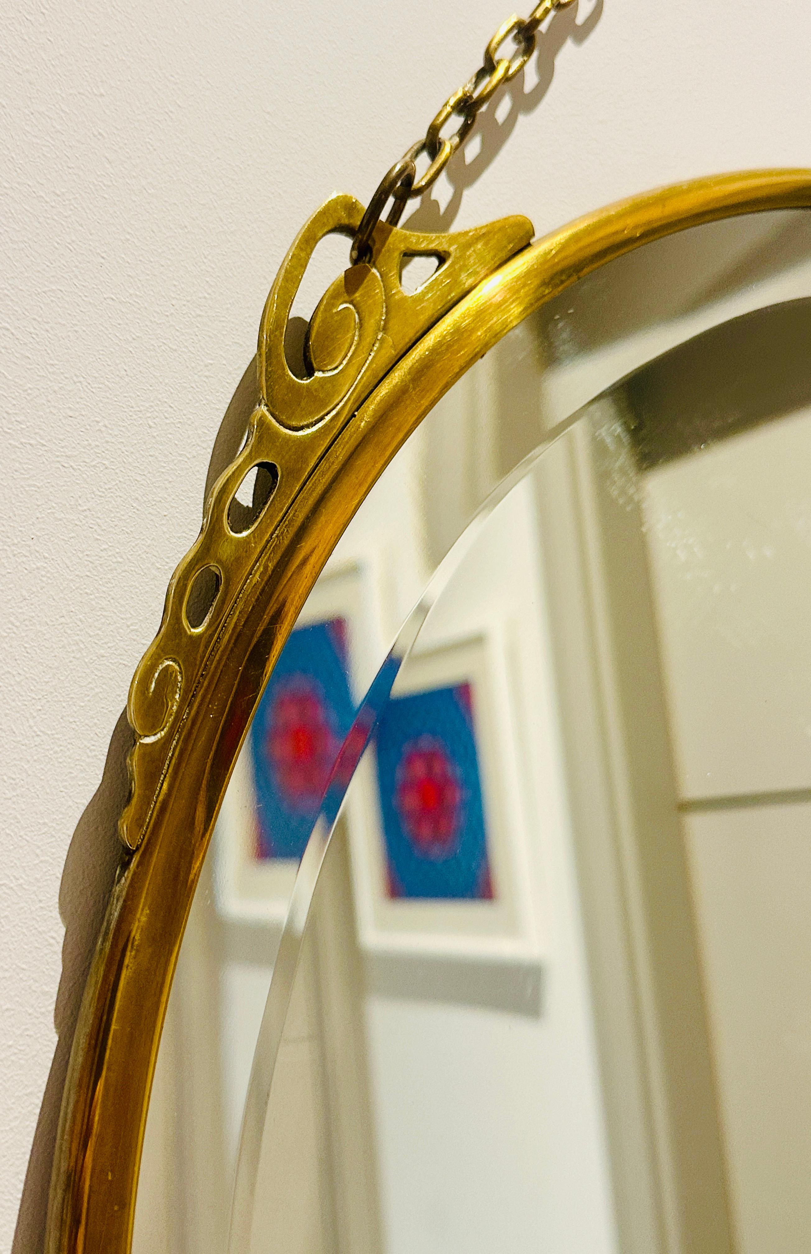 Miroir Art Nouveau Arts & Crafts Style Verre Biseauté Laiton Rose Or en vente 7